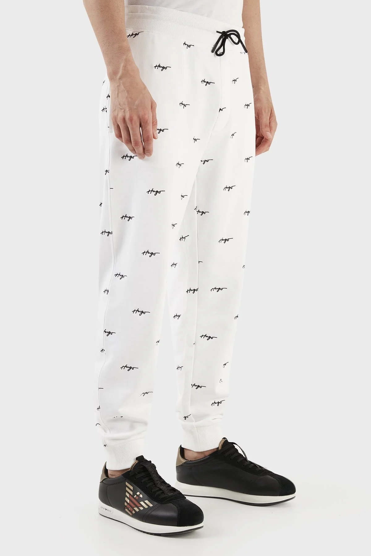 Hugo Logolu Belden Bağlamalı Pamuklu Relaxed Fit Erkek Pantolon 50486458 100 BEYAZ - 3