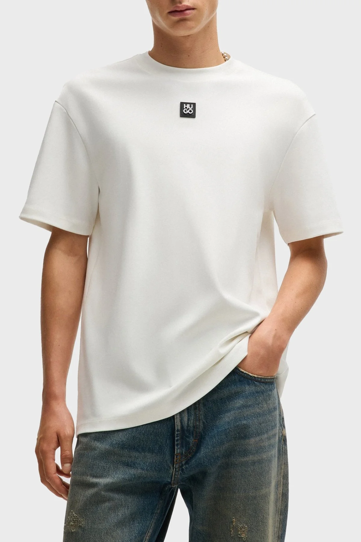 Hugo Logolu Bisiklet Yaka % 100 Pamuk Regular Fit Erkek T Shirt 50505201 102 BEYAZ - 1