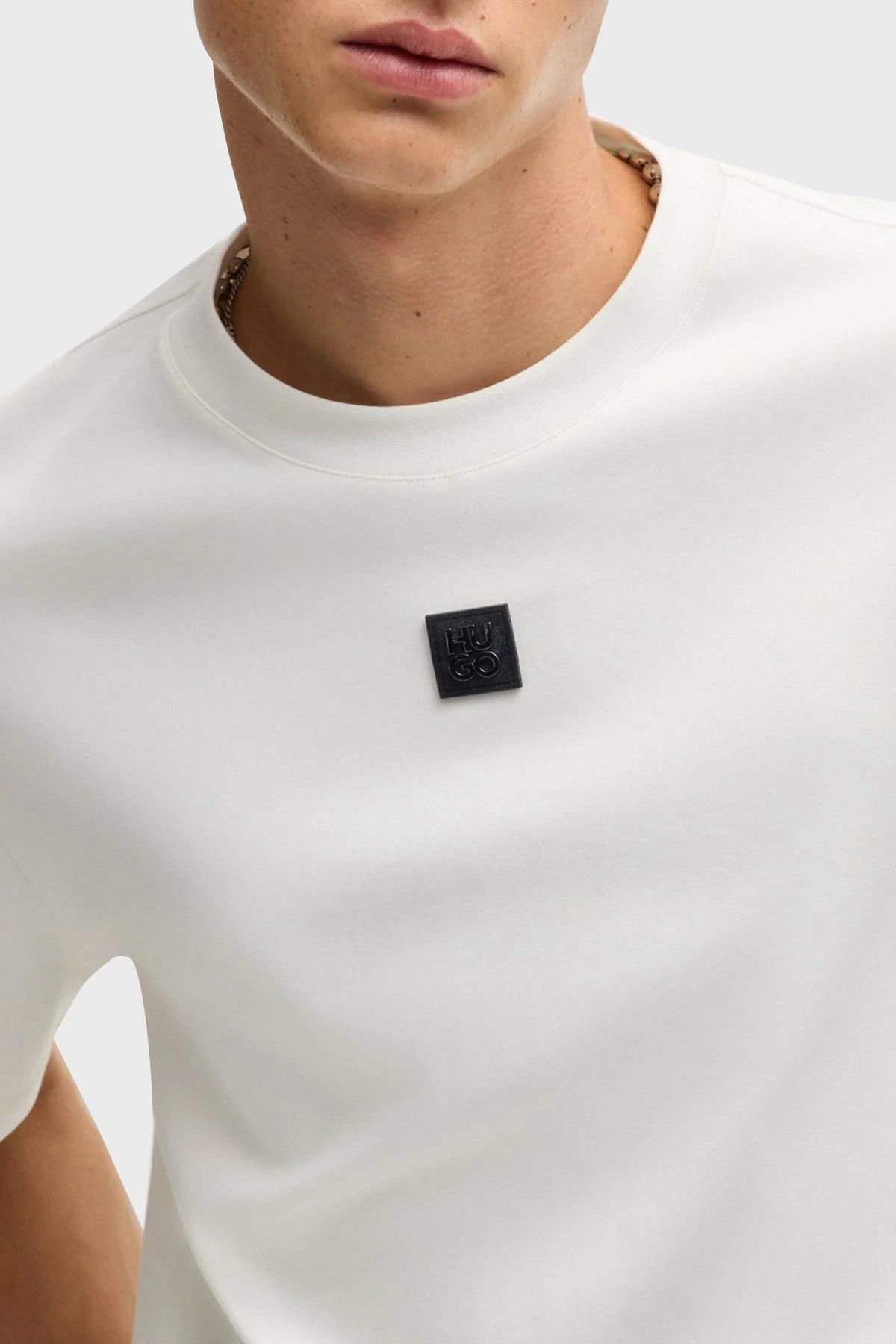 Hugo Logolu Bisiklet Yaka % 100 Pamuk Regular Fit Erkek T Shirt 50505201 102 BEYAZ - 4