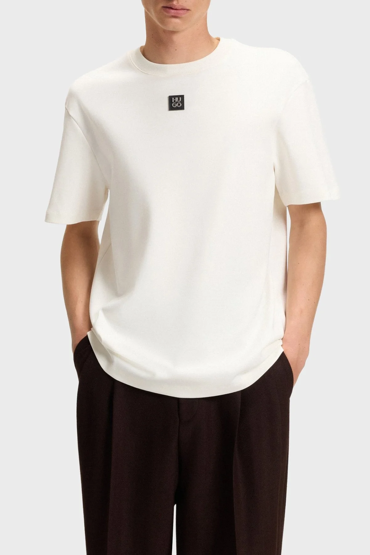 Hugo Logolu Bisiklet Yaka % 100 Pamuk Regular Fit Erkek T Shirt 50505201 103 BEYAZ - 1