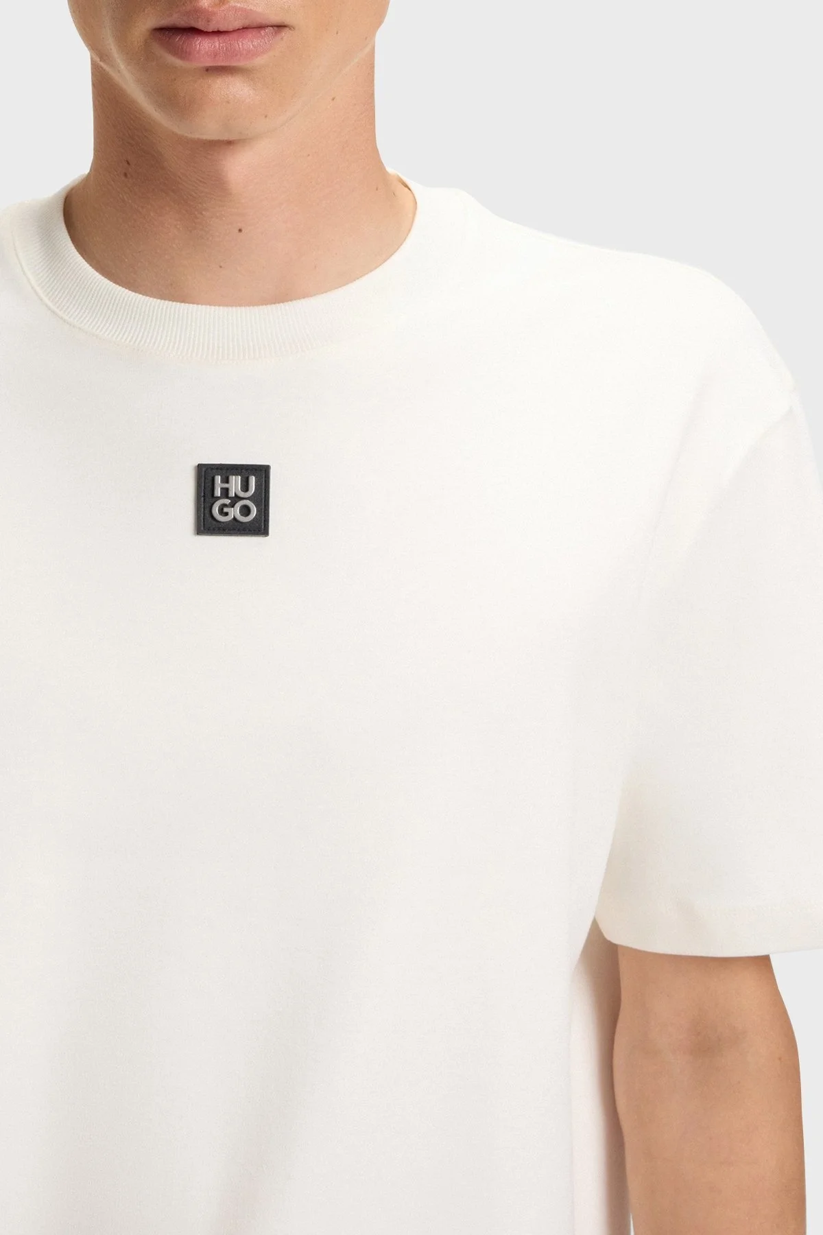 Hugo Logolu Bisiklet Yaka % 100 Pamuk Regular Fit Erkek T Shirt 50505201 103 BEYAZ - 4