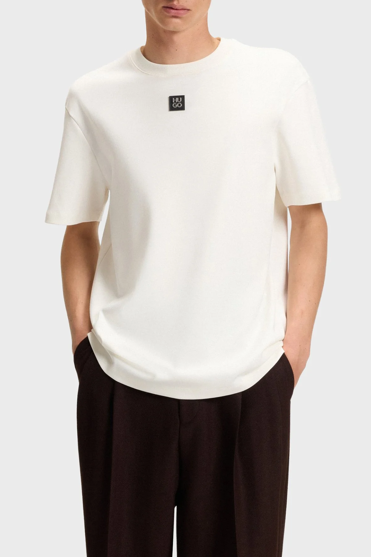 Hugo Logolu Bisiklet Yaka % 100 Pamuk Regular Fit Erkek T Shirt 50505201 103 BEYAZ - 1
