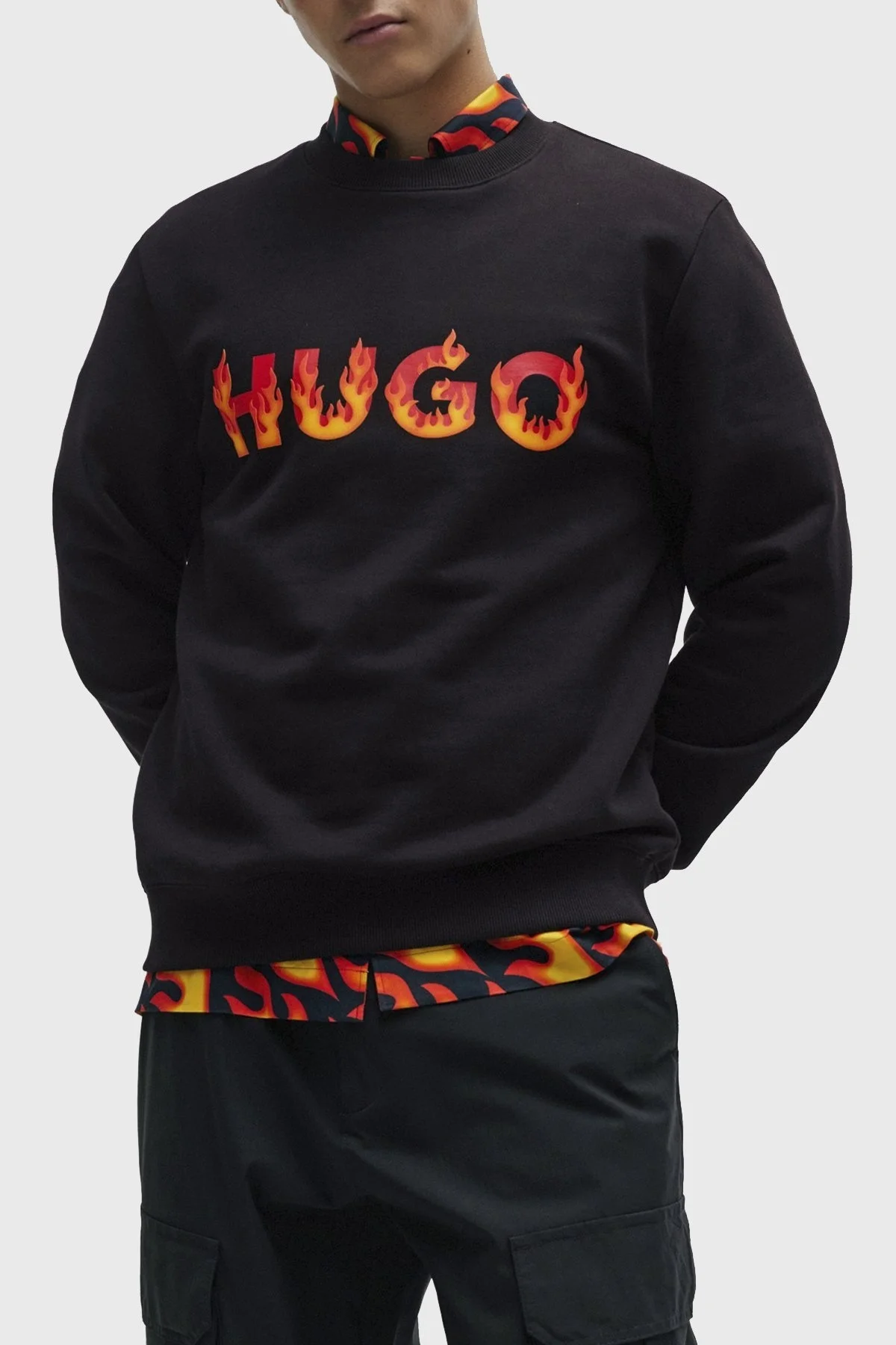 Hugo Logolu Bisiklet Yaka Pamuklu Regular Fit Erkek Sweat 50504813 001 SİYAH - 1