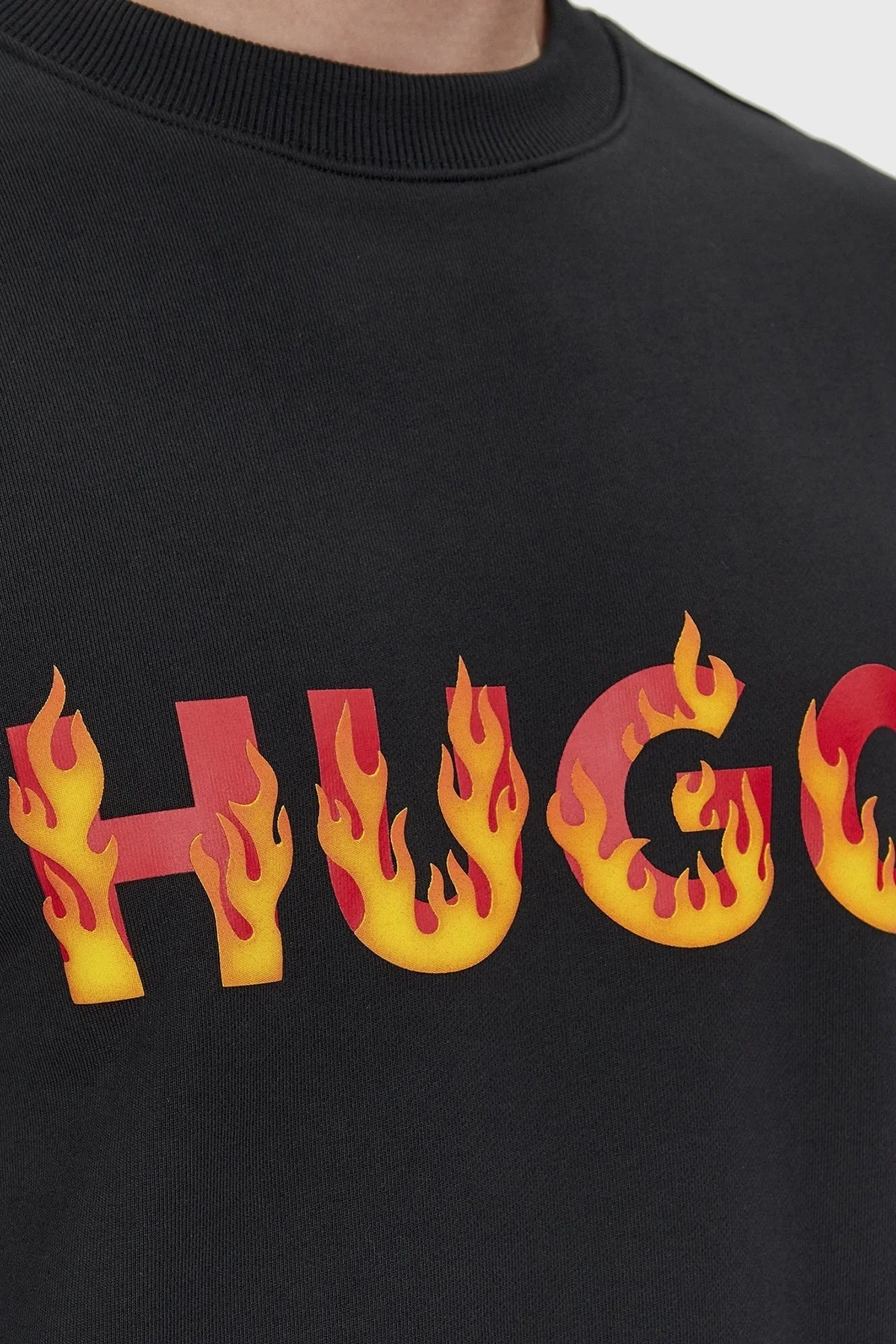 Hugo Logolu Bisiklet Yaka Pamuklu Regular Fit Erkek Sweat 50504813 001 SİYAH - 3