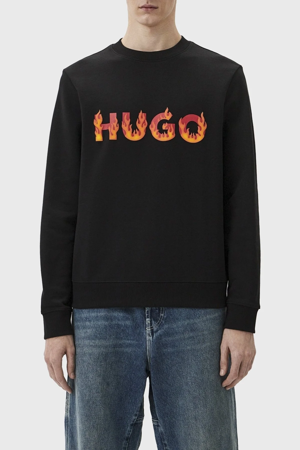 Hugo Logolu Bisiklet Yaka Pamuklu Regular Fit Erkek Sweat 50504813 001 SİYAH - 5