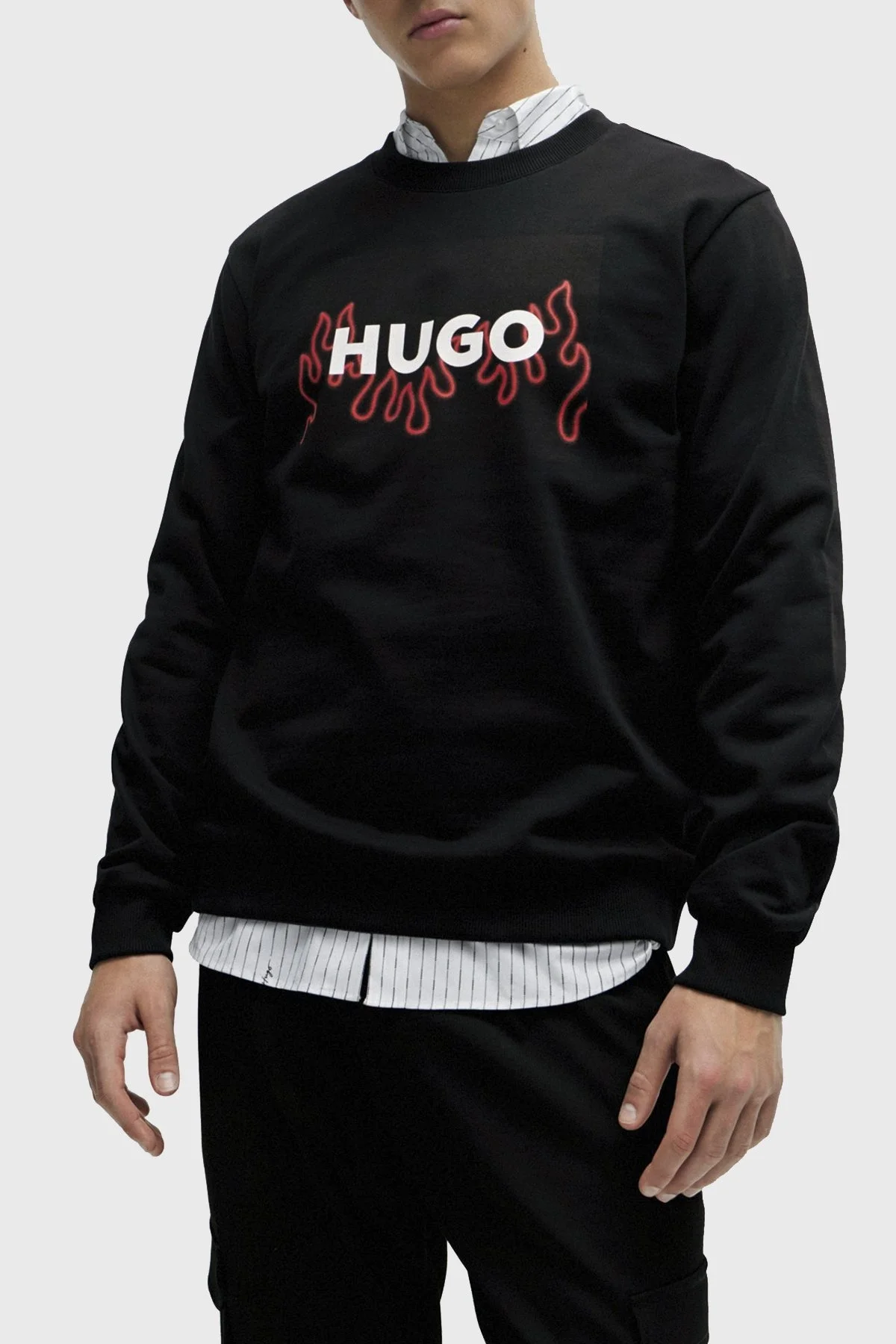 Hugo Logolu Bisiklet Yaka Pamuklu Regular Fit Erkek Sweat 50506990 001 SİYAH - 1