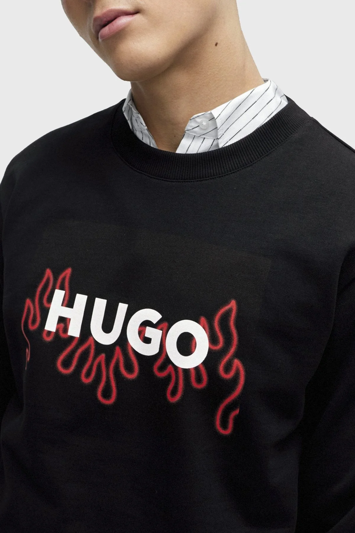 Hugo Logolu Bisiklet Yaka Pamuklu Regular Fit Erkek Sweat 50506990 001 SİYAH - 2