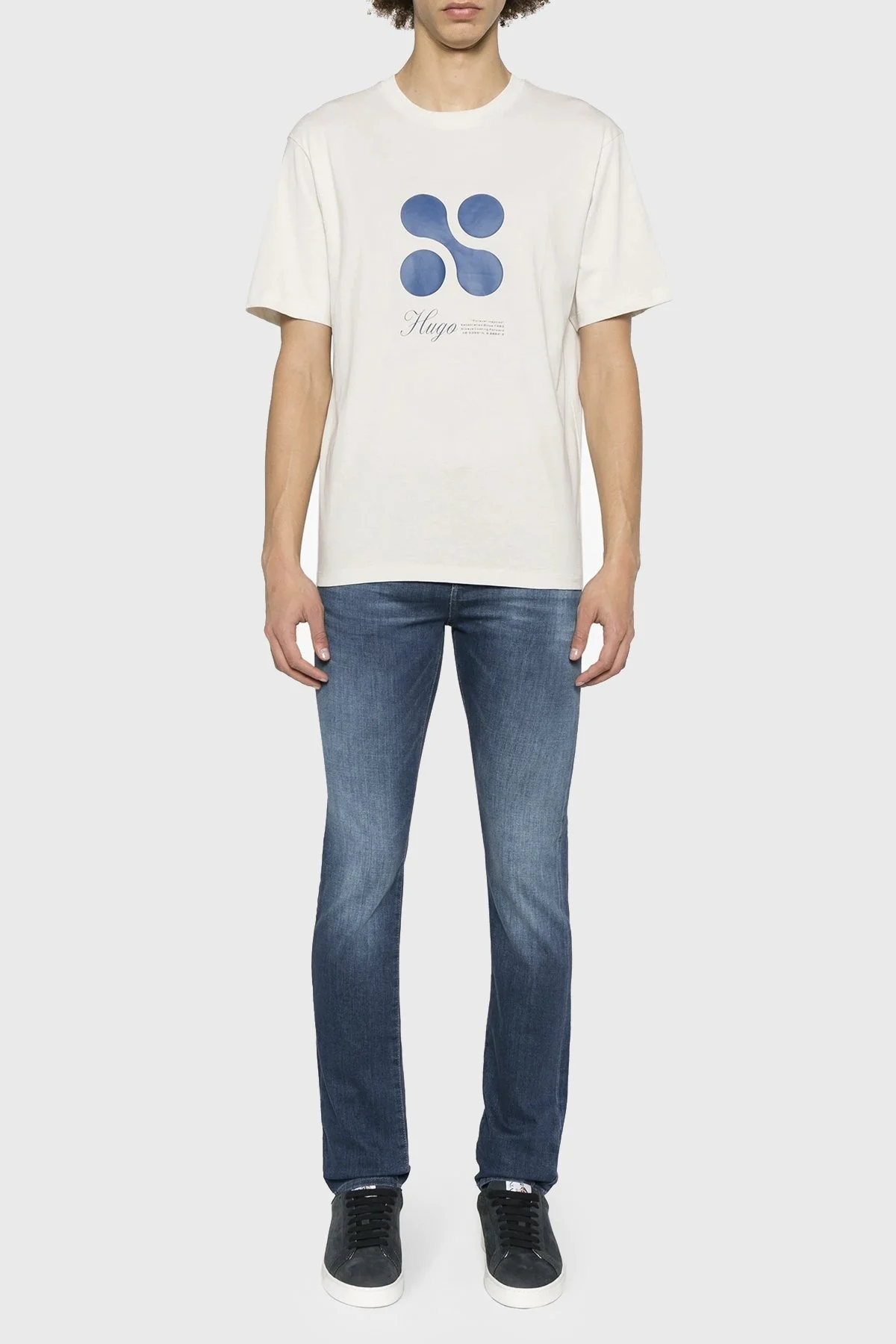 Hugo Logolu Bisiklet Yaka Pamuklu Regular Fit Erkek T Shirt 50504926 121 BEYAZ - 1