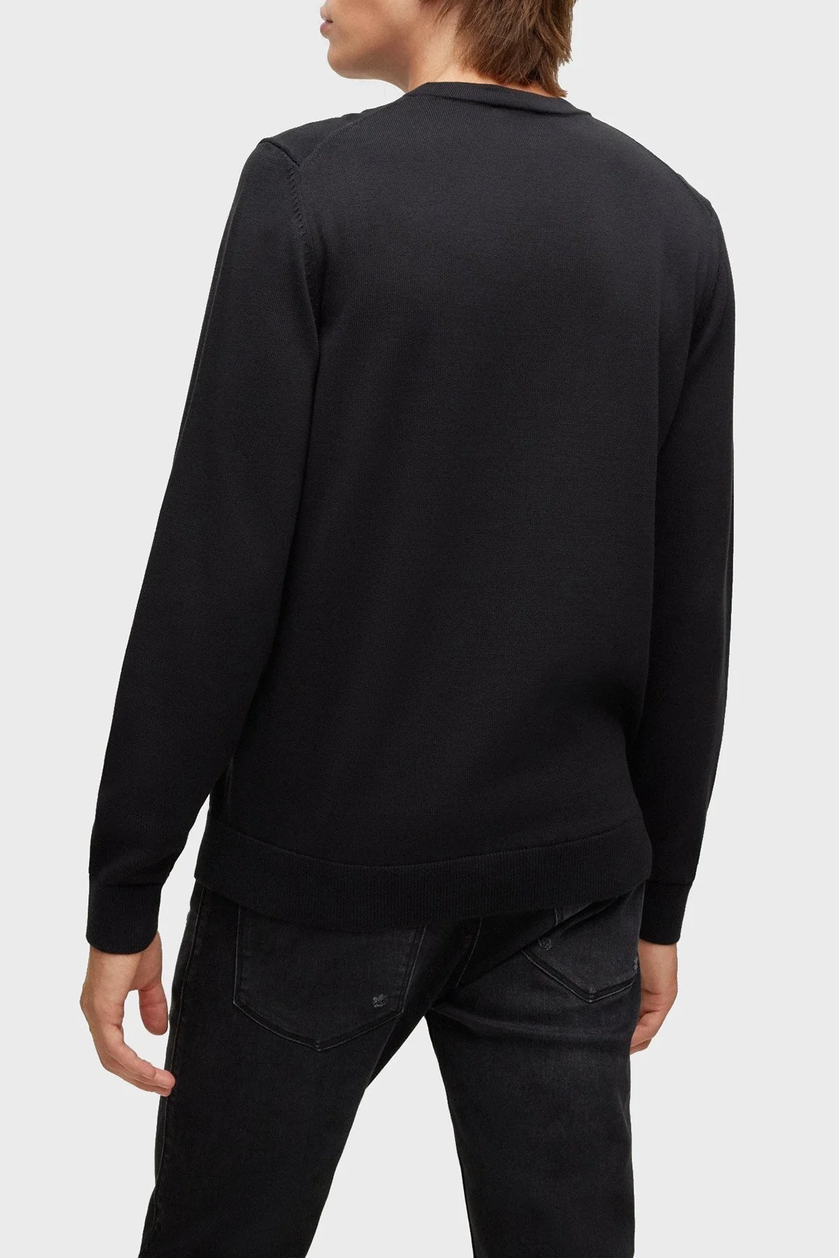 Hugo Logolu Bisiklet Yaka Regular Fit % 100 Pamuk Erkek Kazak 50475083 001 SİYAH - 3