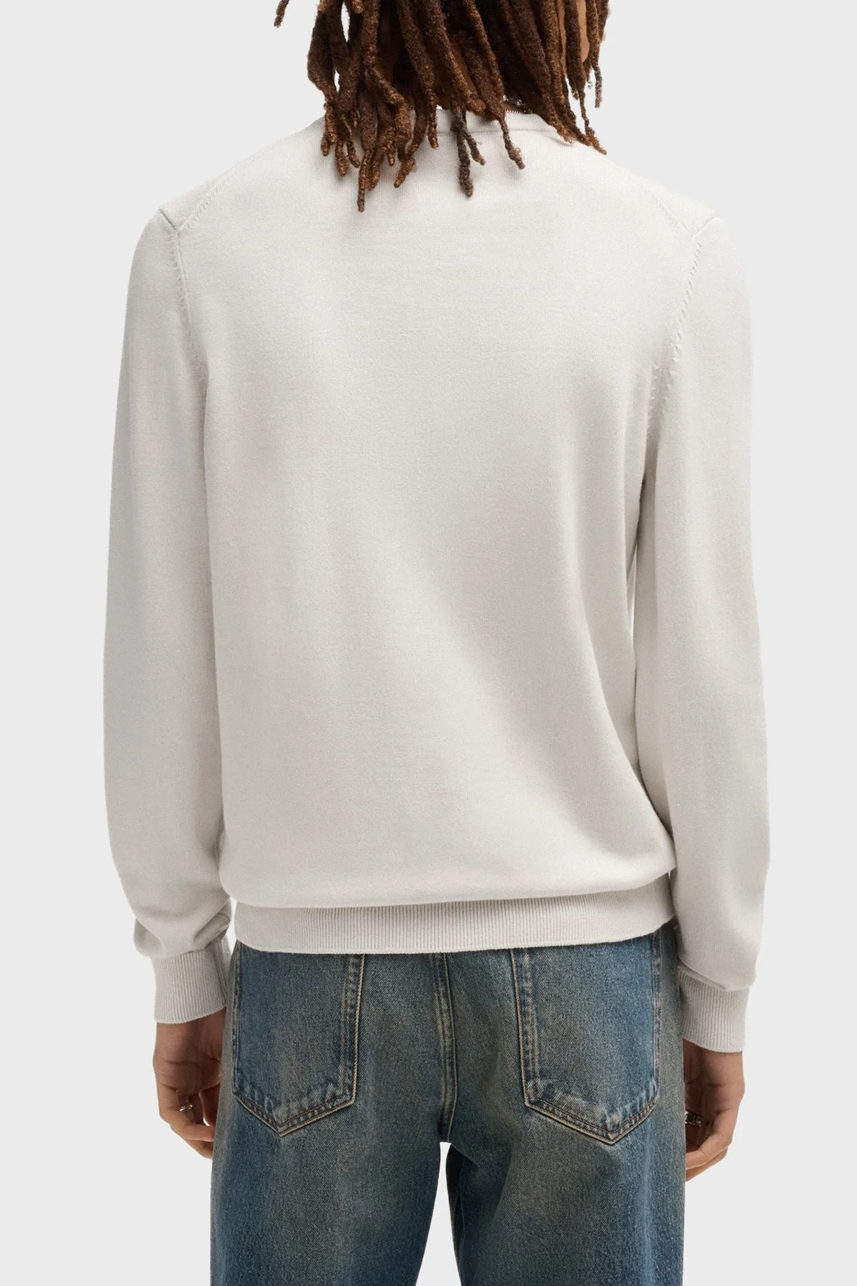 Hugo Logolu Bisiklet Yaka Regular Fit % 100 Pamuk Erkek Kazak 50475083 102 BEYAZ - 3