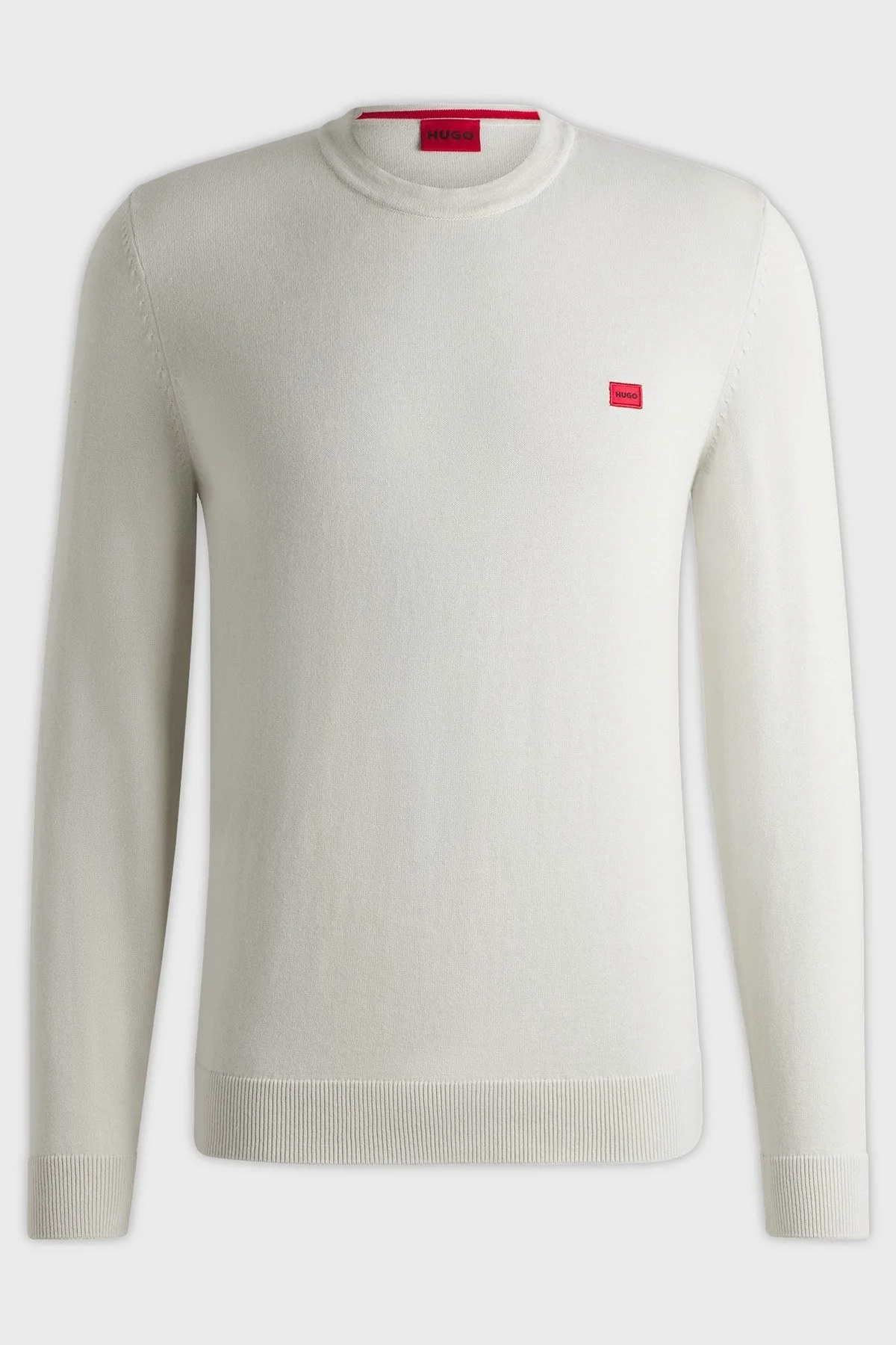 Hugo Logolu Bisiklet Yaka Regular Fit % 100 Pamuk Erkek Kazak 50475083 102 BEYAZ - 5