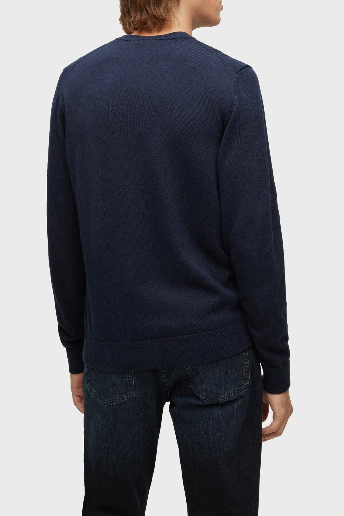 Hugo Logolu Bisiklet Yaka Regular Fit % 100 Pamuk Erkek Kazak 50475083 410 LACİVERT - 3