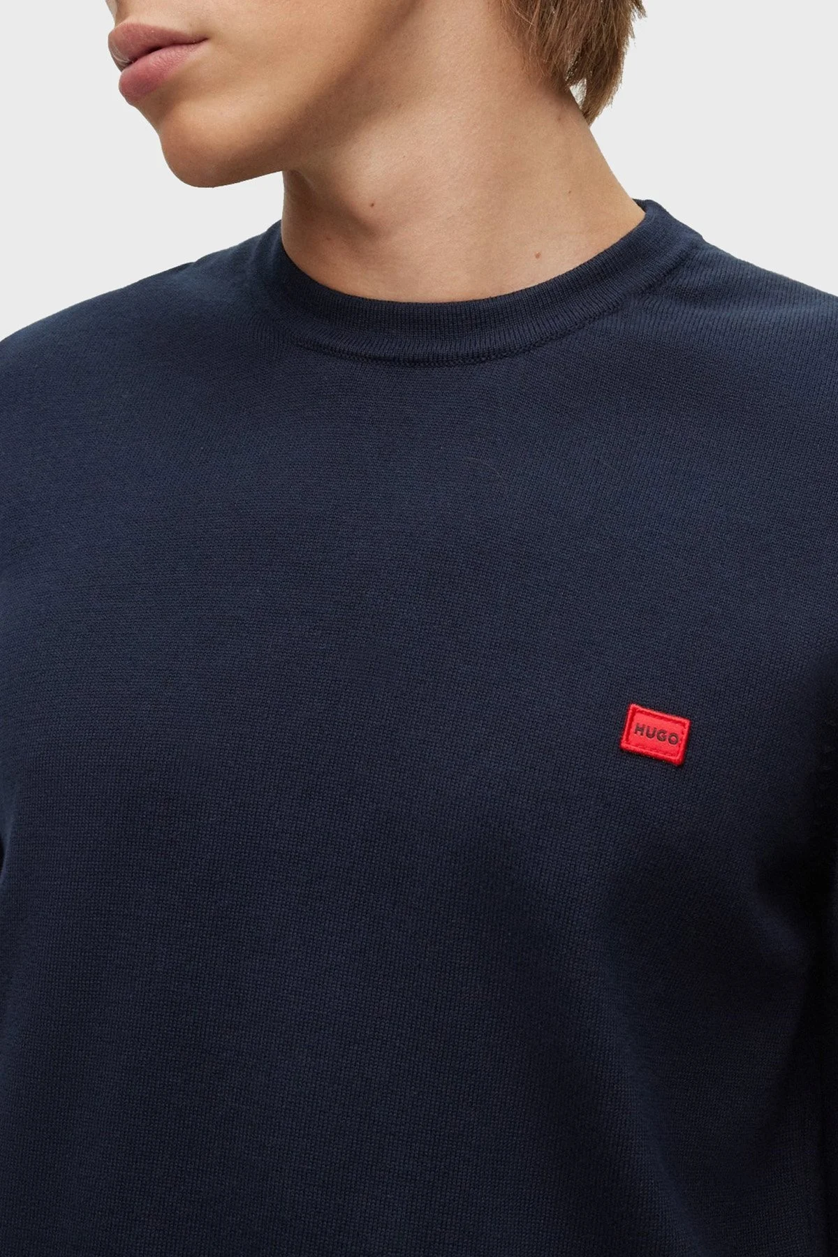 Hugo Logolu Bisiklet Yaka Regular Fit % 100 Pamuk Erkek Kazak 50475083 410 LACİVERT - 4