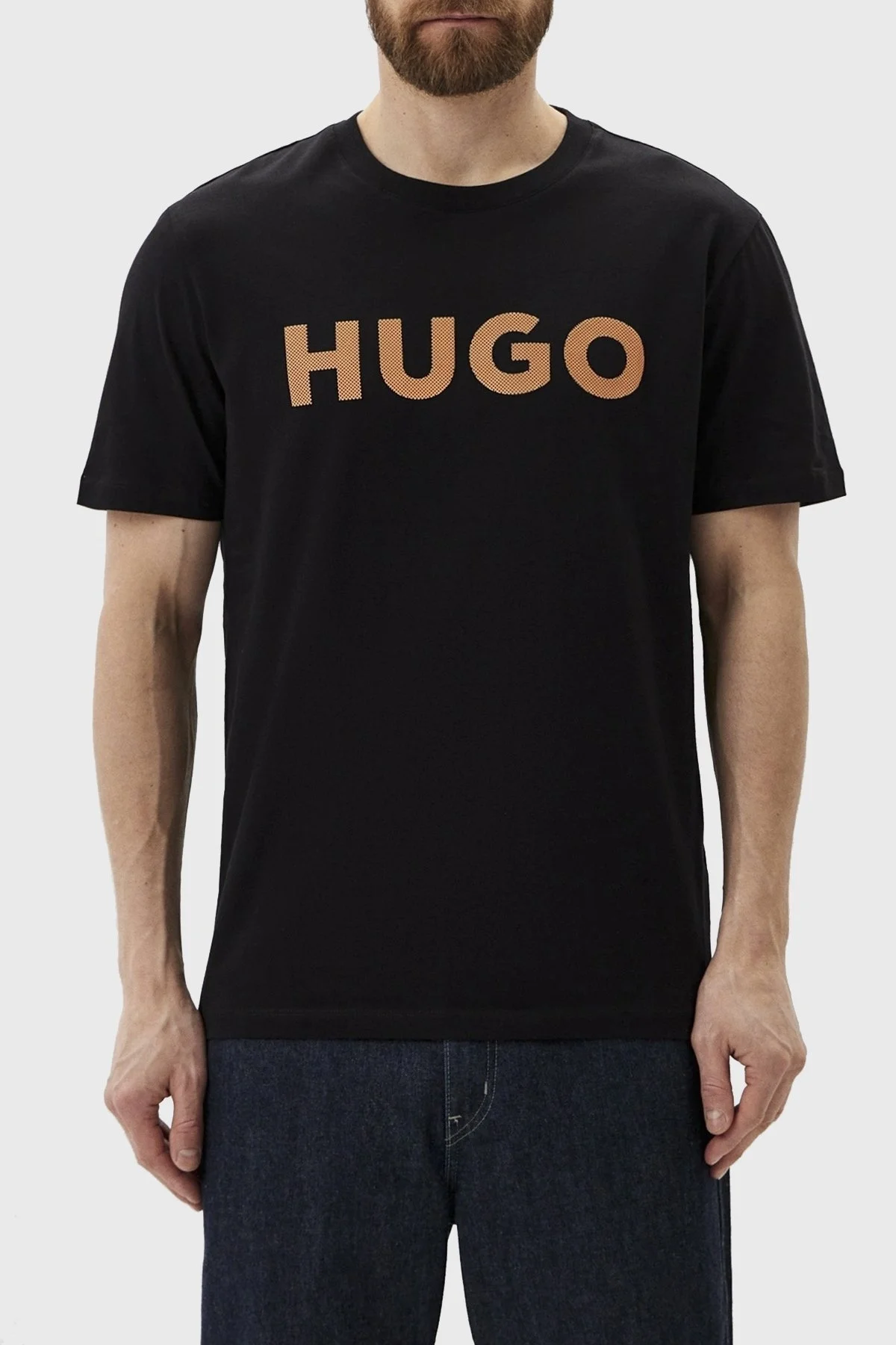 Hugo Logolu Bisiklet Yaka Regular Fit Pamuklu Erkek T Shirt 50513309 001 SİYAH - 1