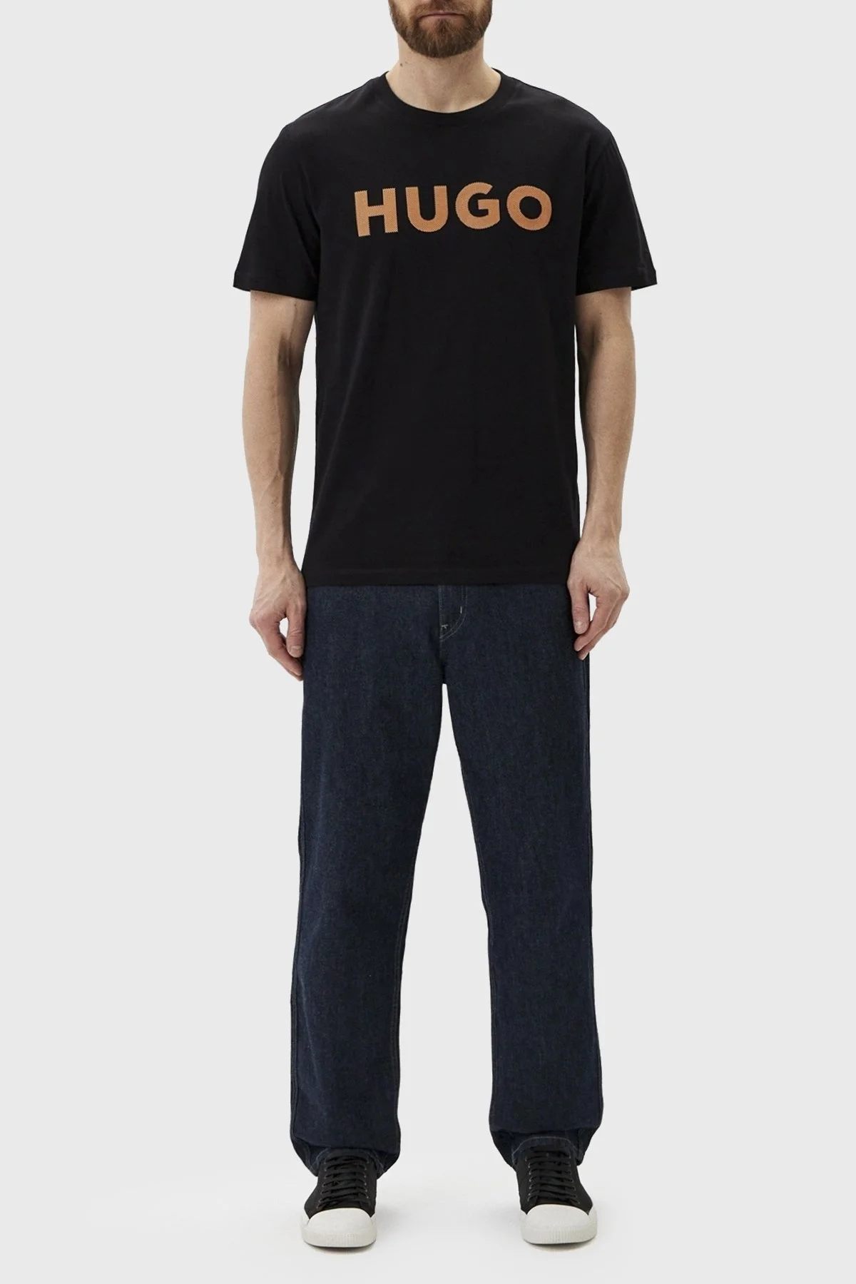 Hugo Logolu Bisiklet Yaka Regular Fit Pamuklu Erkek T Shirt 50513309 001 SİYAH - 4