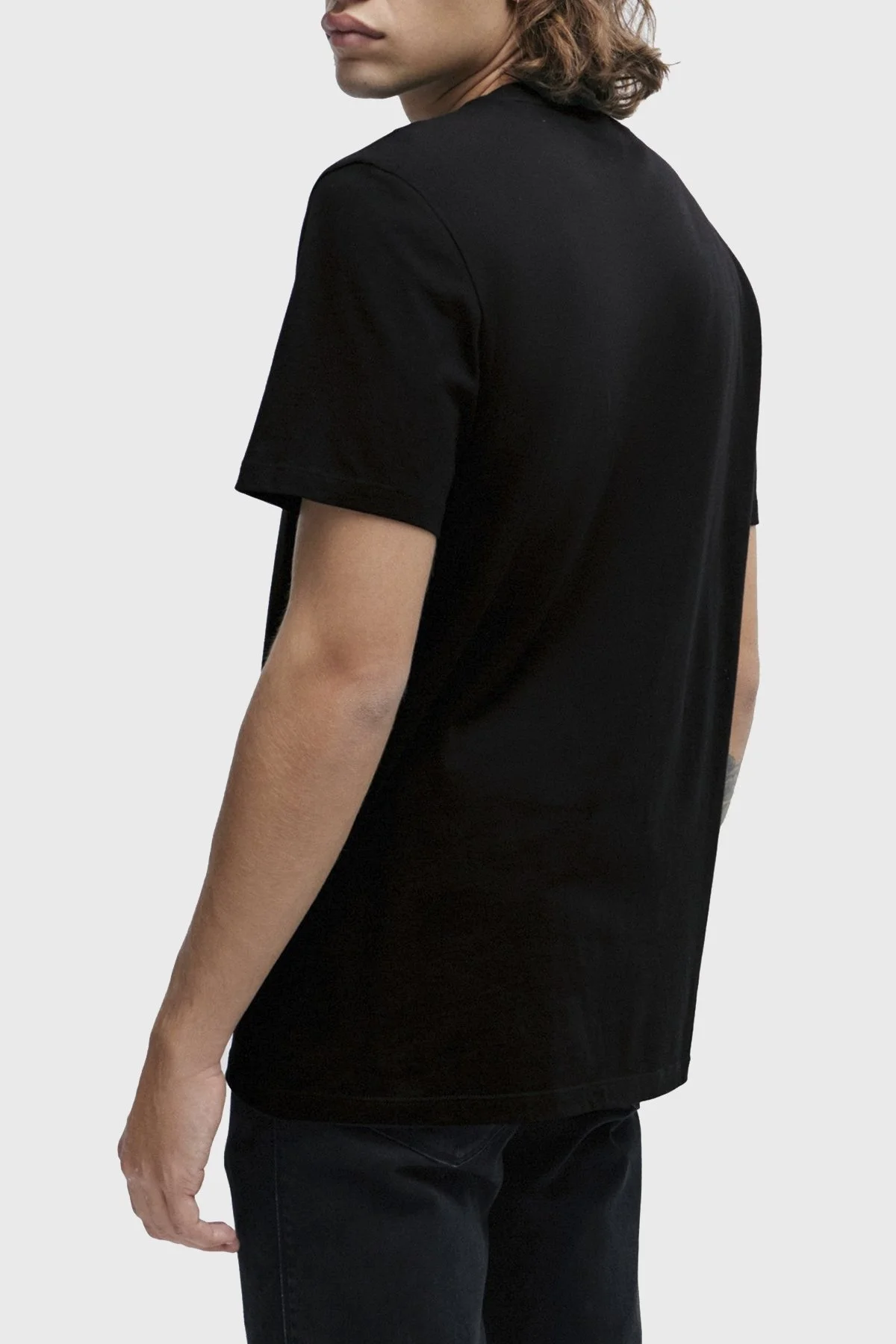 Hugo Logolu Bisiklet Yaka Regular Fit Pamuklu Jarse Erkek T Shirt 50504542 001 SİYAH - 4