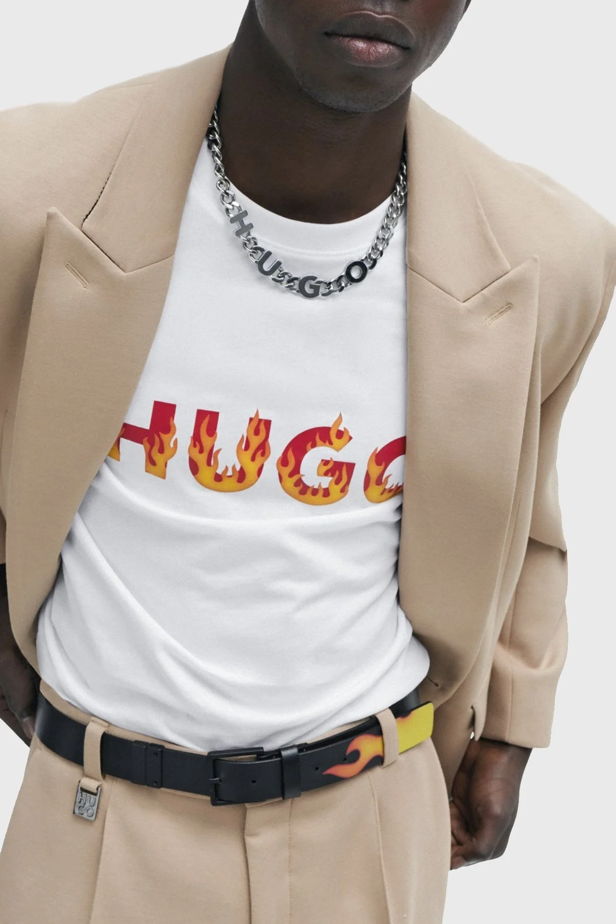 Hugo Logolu Bisiklet Yaka Regular Fit Pamuklu Jarse Erkek T Shirt 50504542 100 BEYAZ - 2