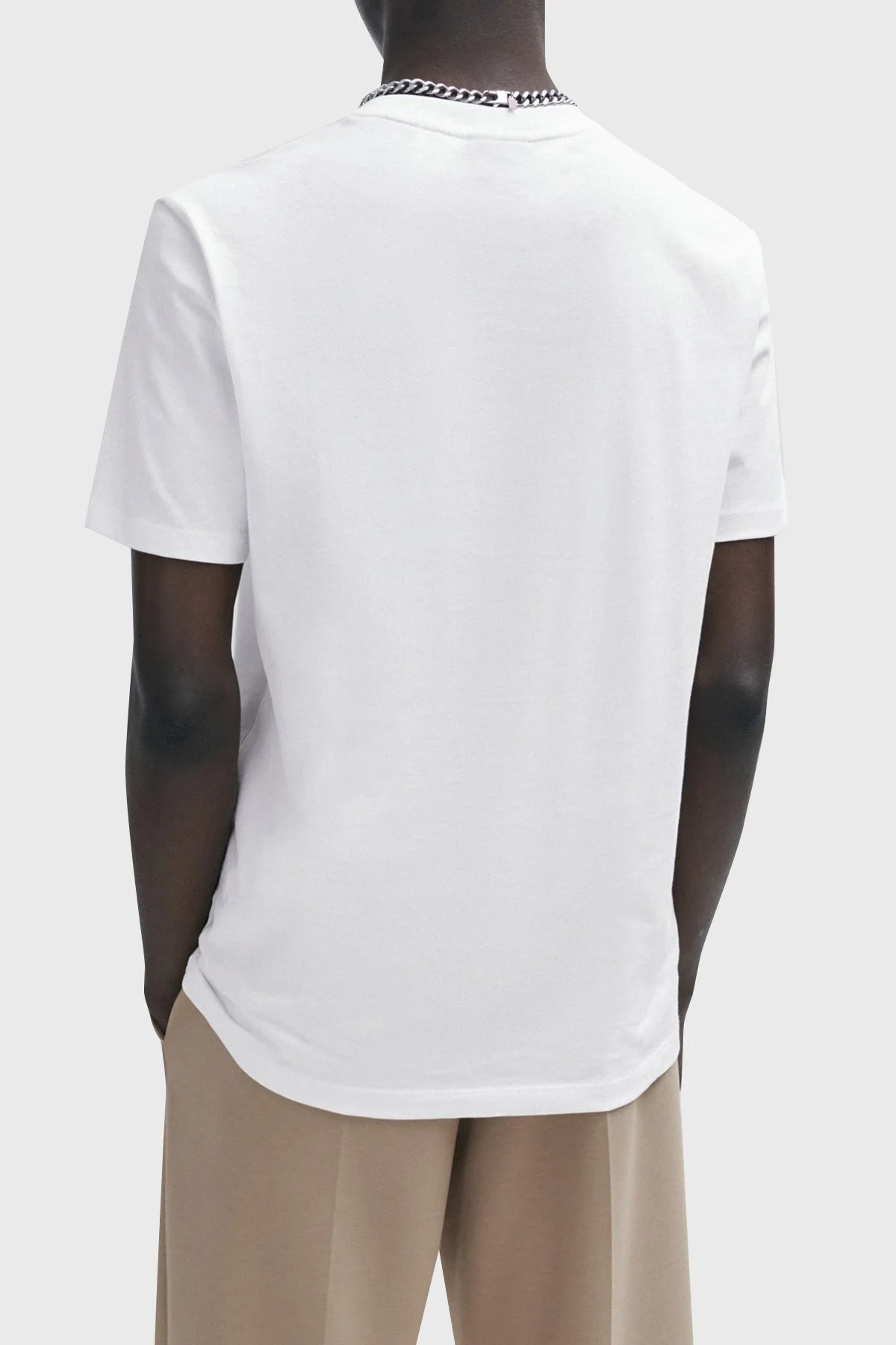 Hugo Logolu Bisiklet Yaka Regular Fit Pamuklu Jarse Erkek T Shirt 50504542 100 BEYAZ - 4