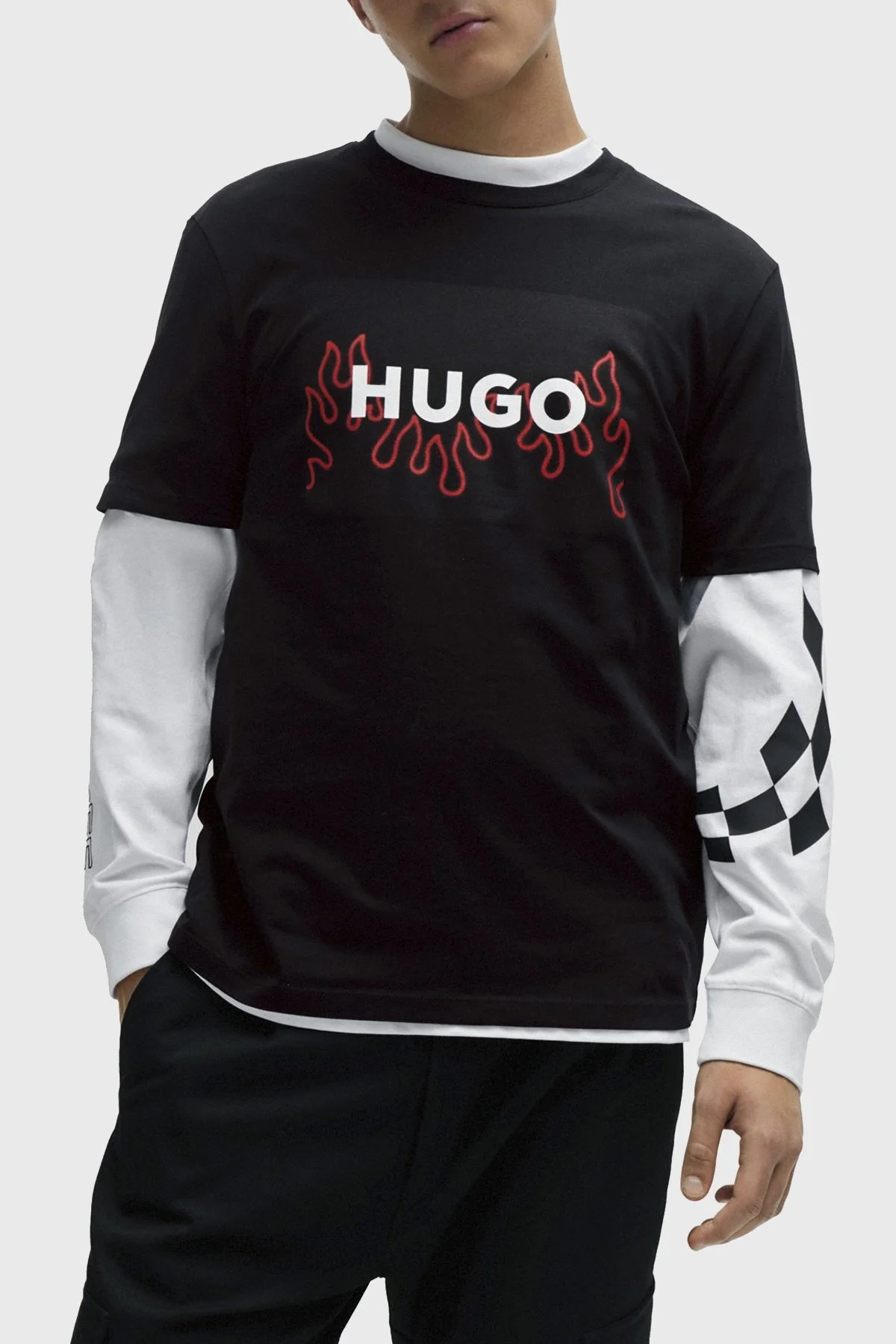 Hugo Logolu Bisiklet Yaka Regular Fit Pamuklu Jarse Erkek T Shirt 50506989 001 SİYAH - 6