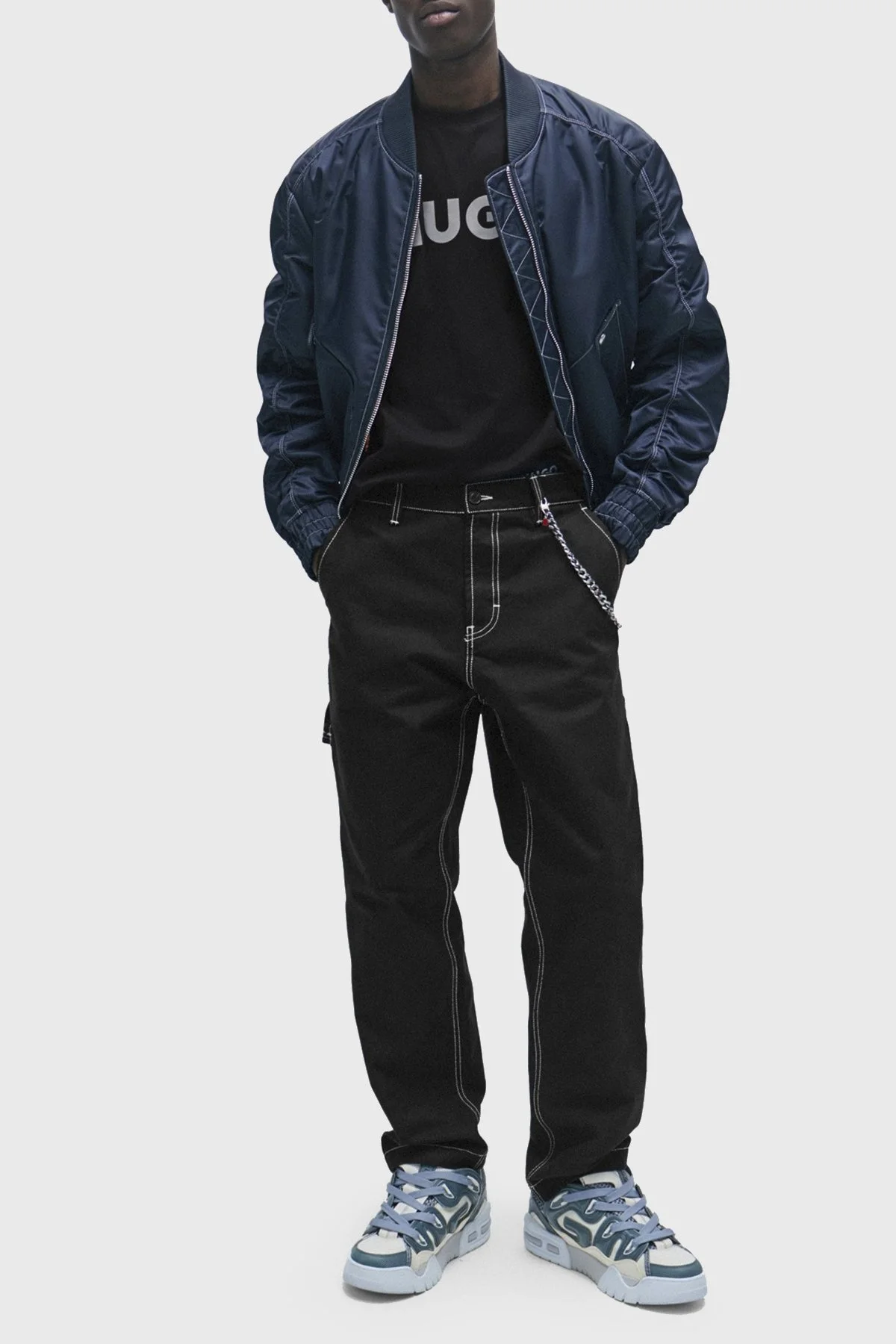 Hugo Logolu Bisiklet Yaka Regular Fit Pamuklu Jarse Erkek T Shirt 50506996 001 SİYAH - 3