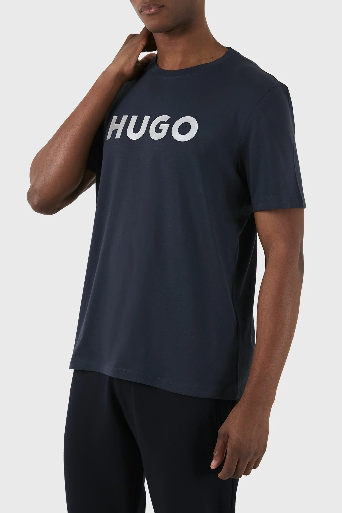 Hugo Logolu Bisiklet Yaka Regular Fit Pamuklu Jarse Erkek T Shirt 50506996 405 LACİVERT - 3