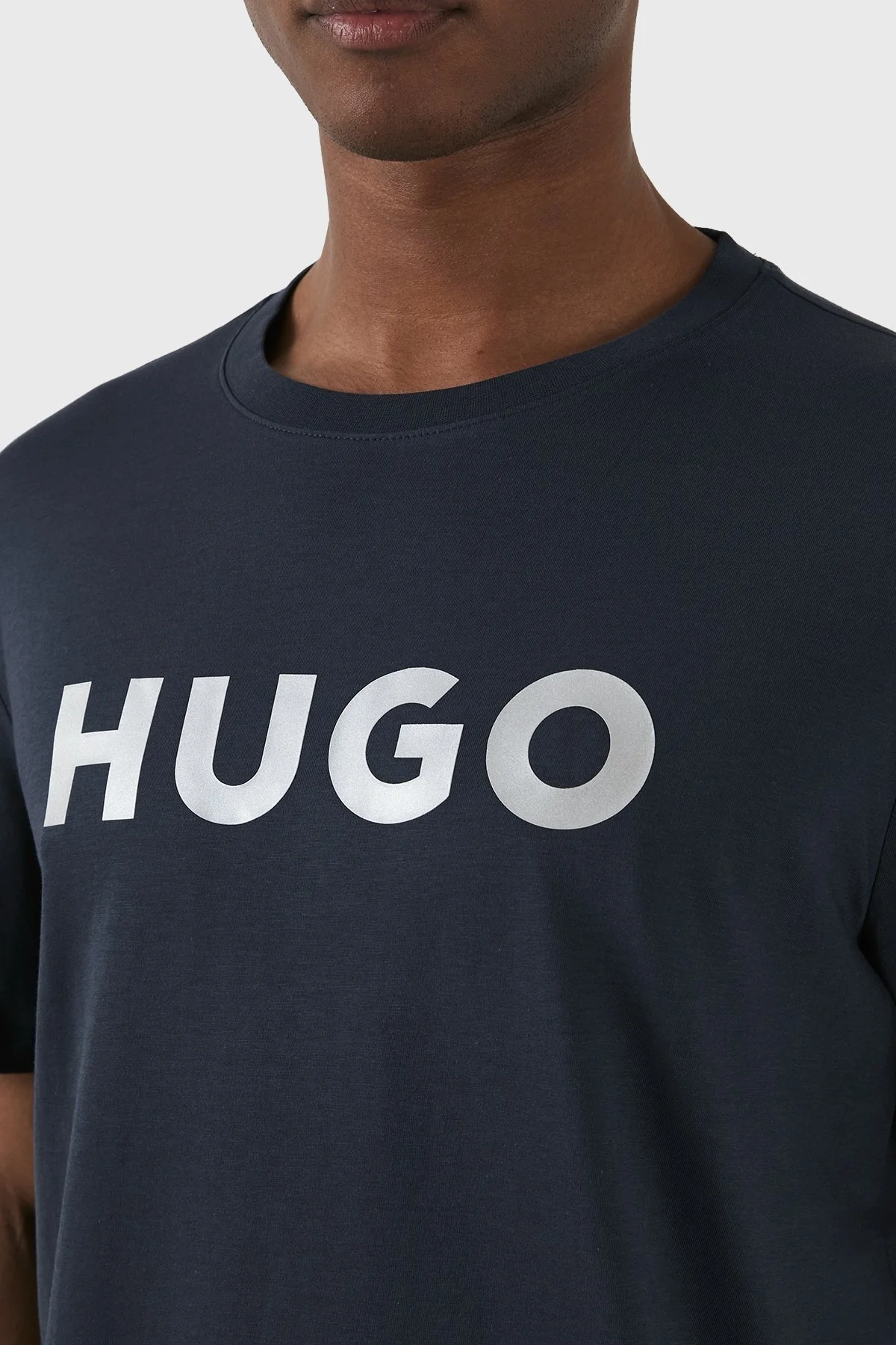 Hugo Logolu Bisiklet Yaka Regular Fit Pamuklu Jarse Erkek T Shirt 50506996 405 LACİVERT - 4