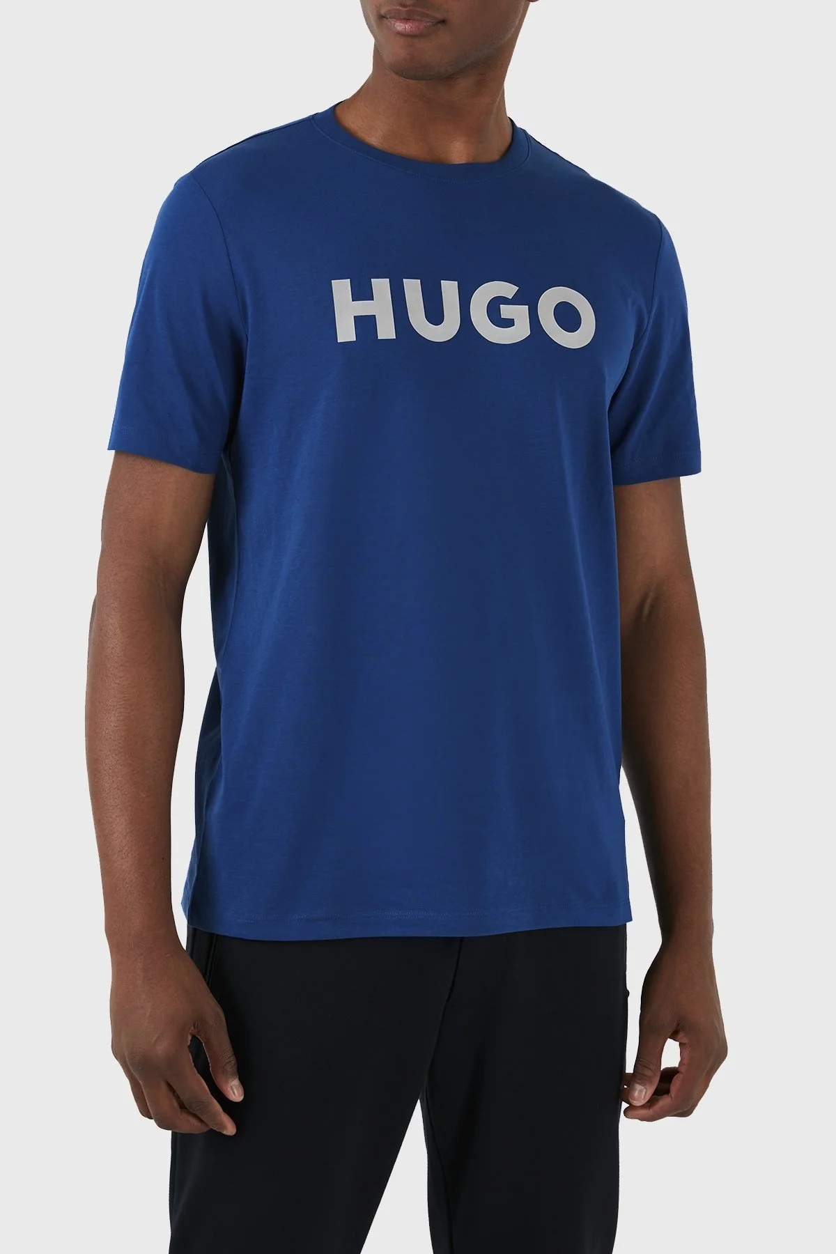 Hugo Logolu Bisiklet Yaka Regular Fit Pamuklu Jarse Erkek T Shirt 50506996 420 MAVİ - 6
