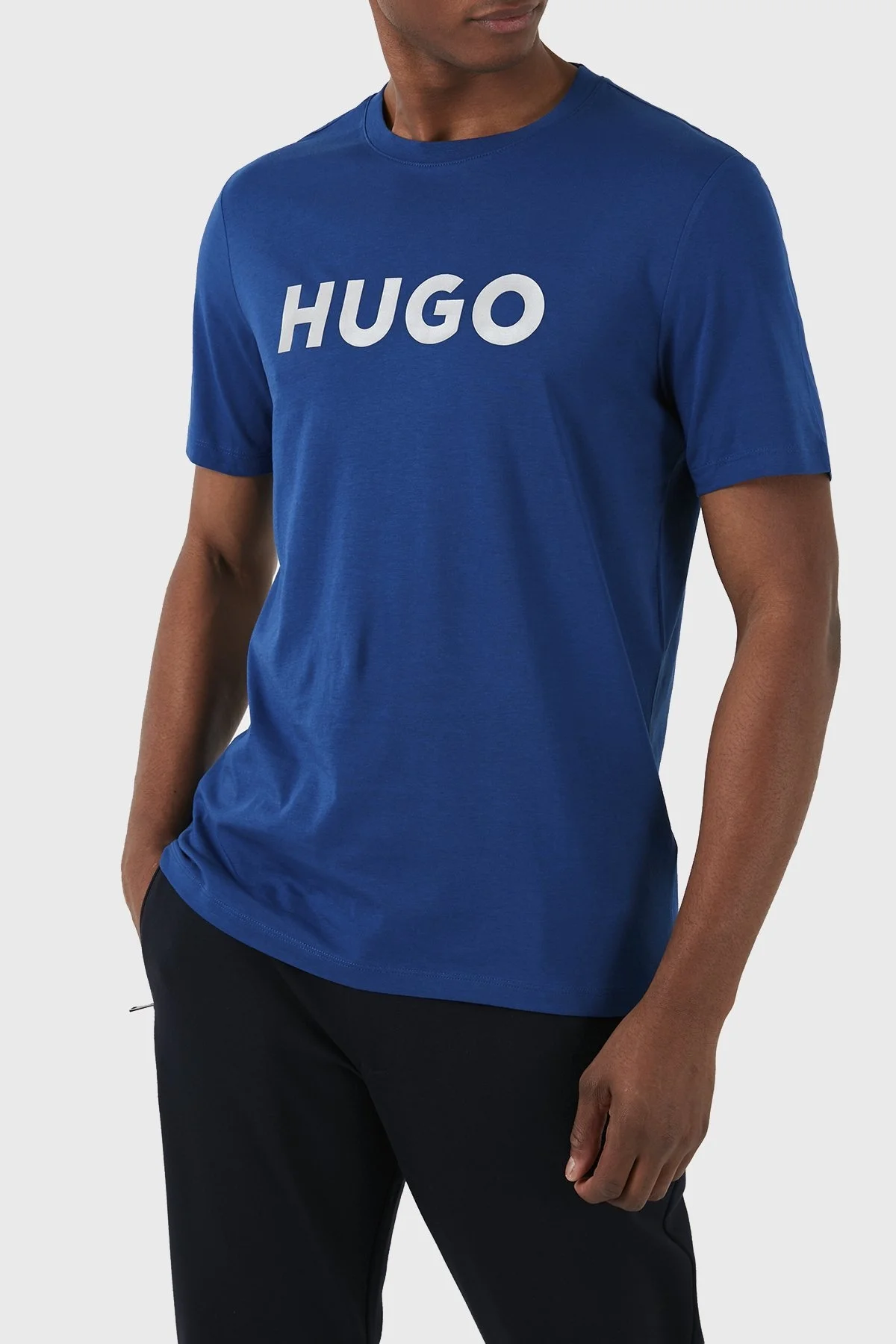 Hugo Logolu Bisiklet Yaka Regular Fit Pamuklu Jarse Erkek T Shirt 50506996 420 MAVİ - 9
