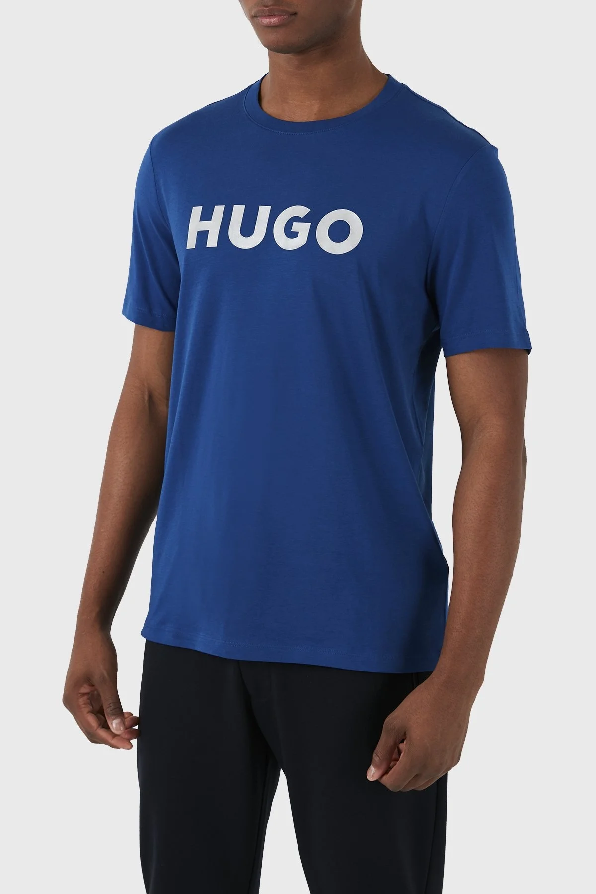 Hugo Logolu Bisiklet Yaka Regular Fit Pamuklu Jarse Erkek T Shirt 50506996 420 MAVİ - 10