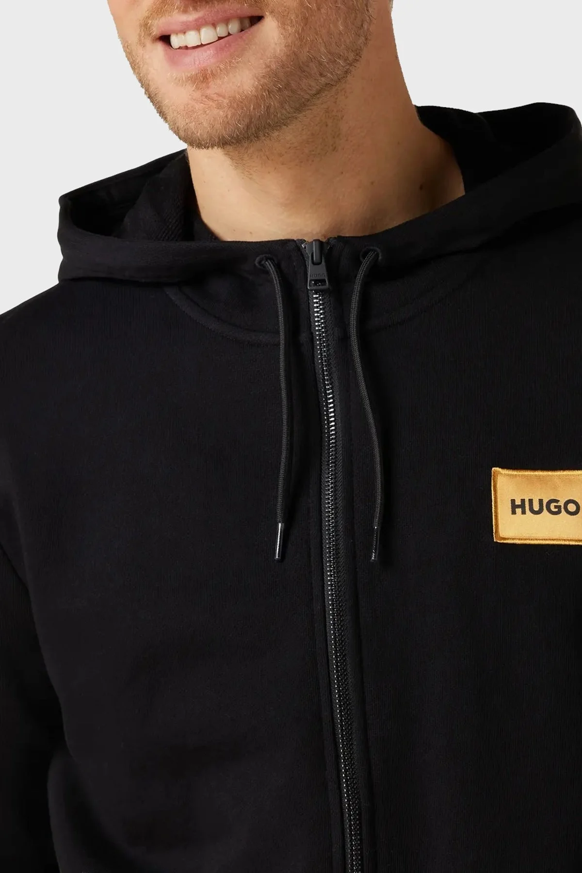 Hugo Logolu Fermuarlı Kapüşonlu % 100 Pamuk Regular Fit Erkek Sweat 50484720 001 SİYAH - 2