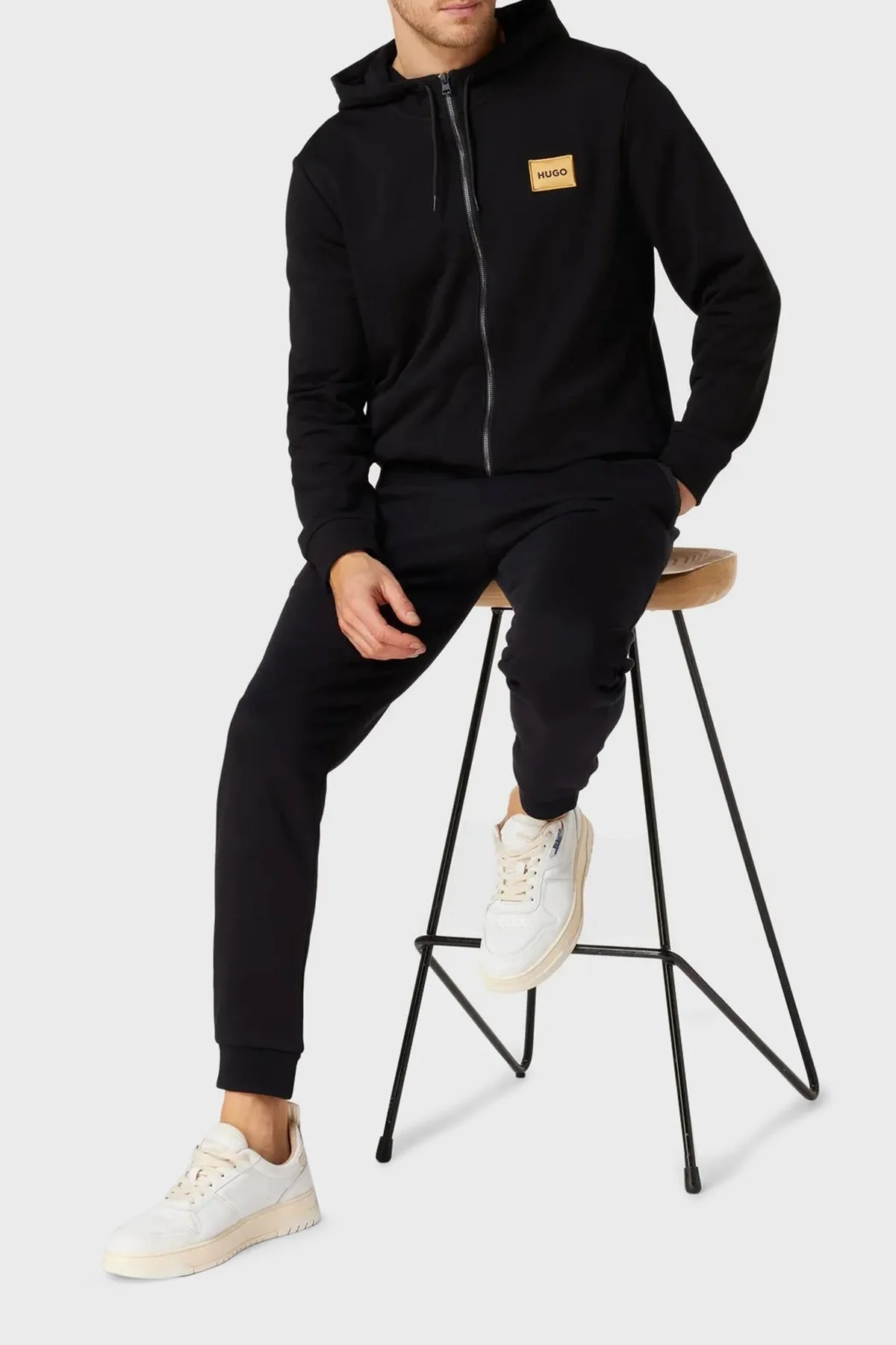 Hugo Logolu Fermuarlı Kapüşonlu % 100 Pamuk Regular Fit Erkek Sweat 50484720 001 SİYAH - 3