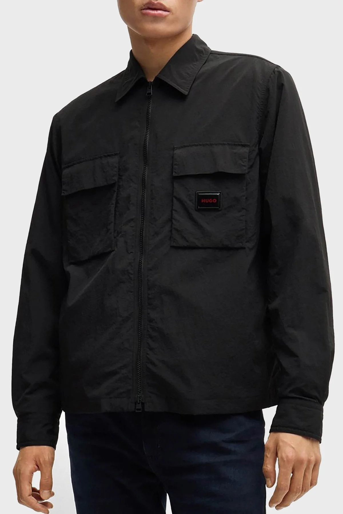 Hugo Logolu Fermuarlı Regular Fit Erkek Gömlek 50520090 001 SİYAH - 7