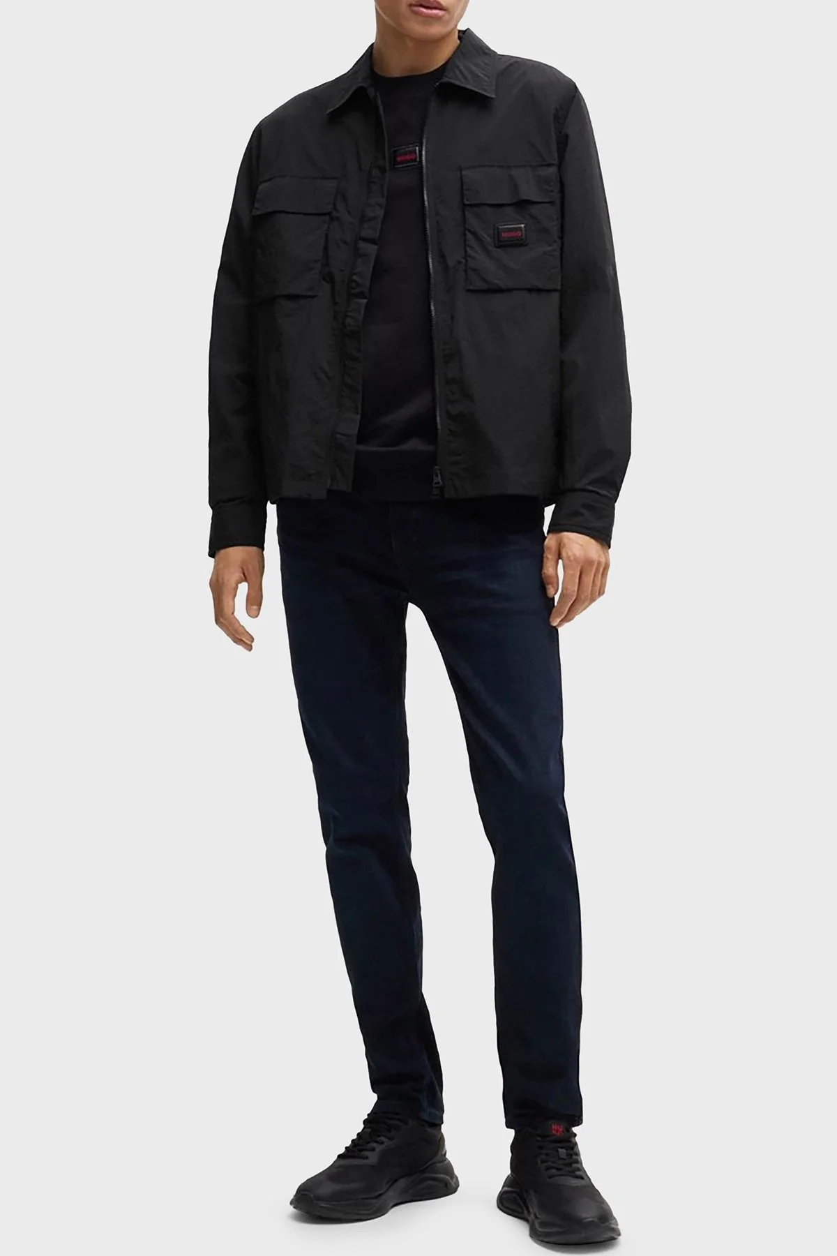 Hugo Logolu Fermuarlı Regular Fit Erkek Gömlek 50520090 001 SİYAH - 8