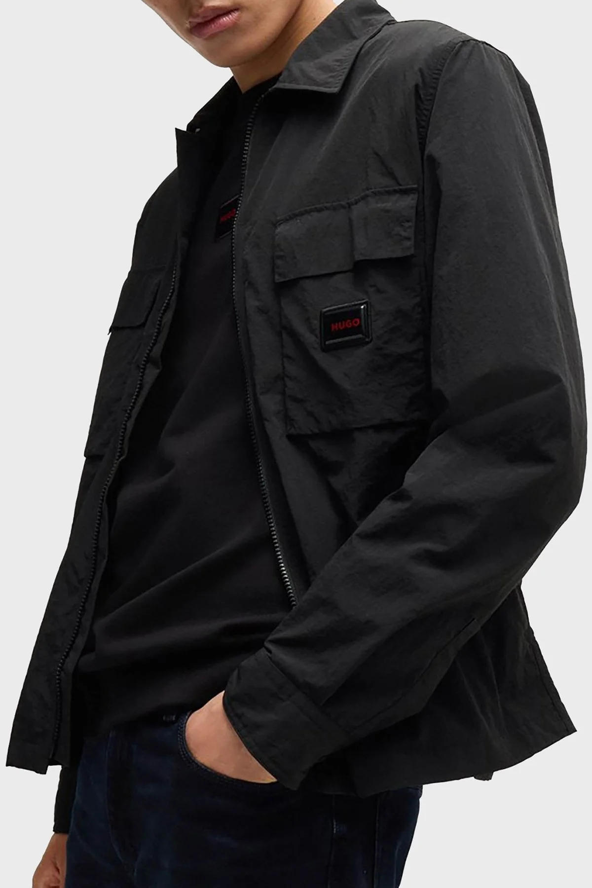 Hugo Logolu Fermuarlı Regular Fit Erkek Gömlek 50520090 001 SİYAH - 10