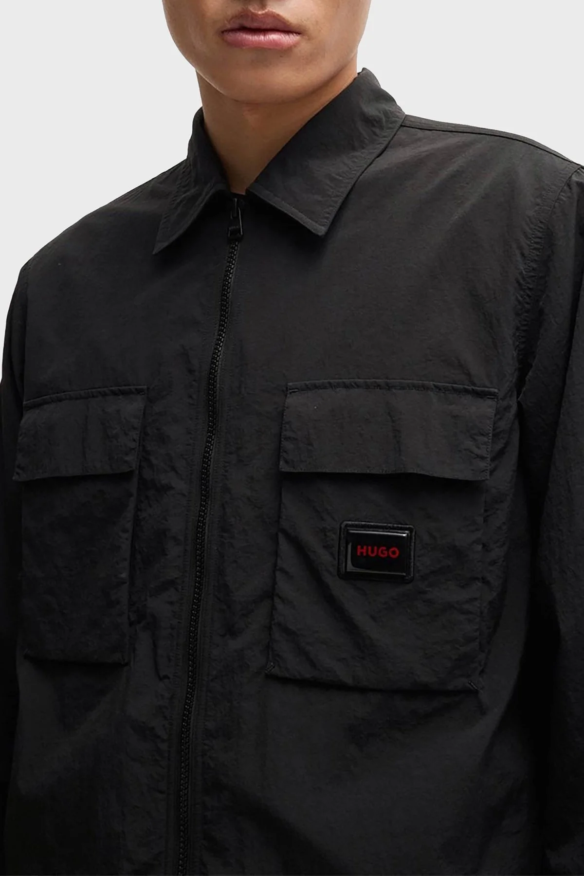 Hugo Logolu Fermuarlı Regular Fit Erkek Gömlek 50520090 001 SİYAH - 11