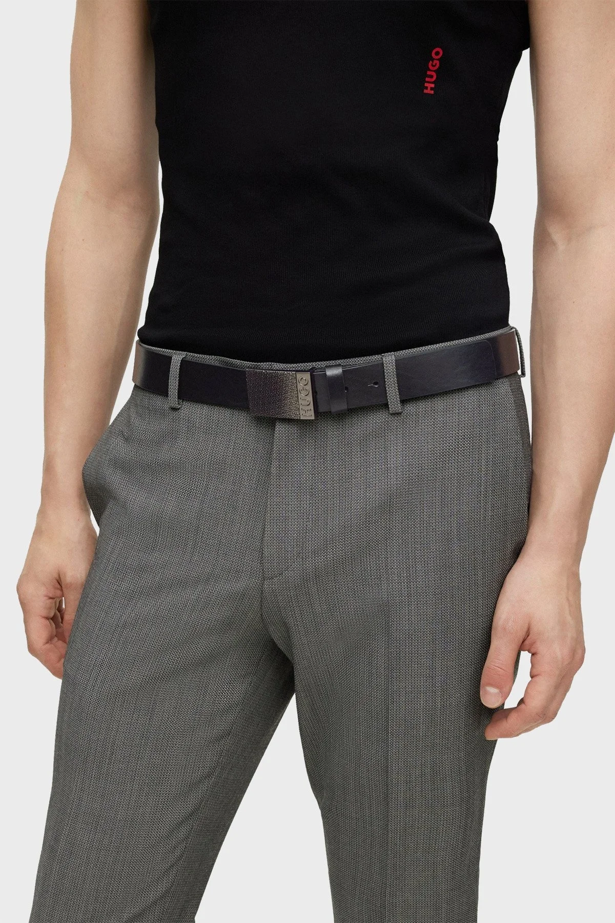 Hugo Logolu Hakiki Deri Erkek Kemer 50480847 001 SİYAH - 2