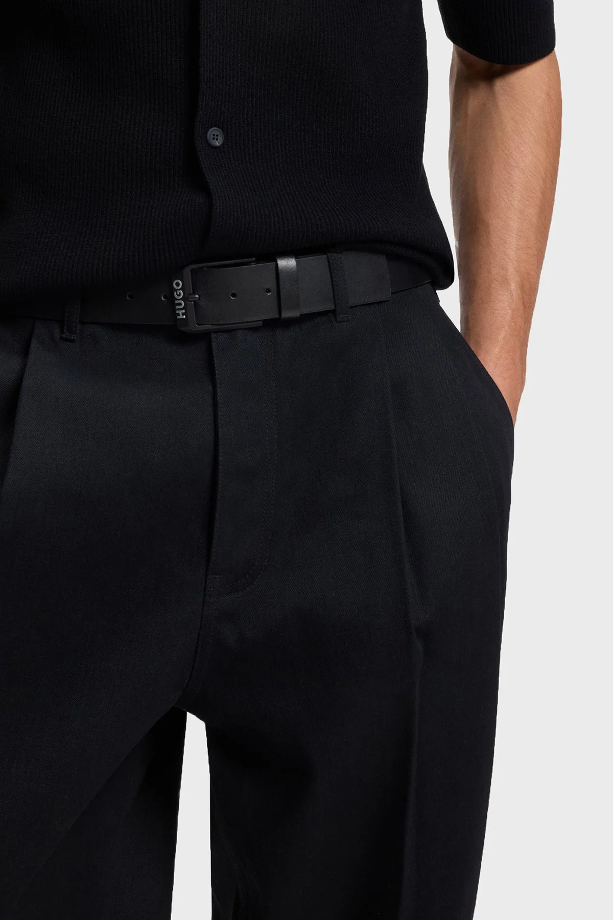Hugo Logolu Hakiki Deri Erkek Kemer 50503404 001 SİYAH - 2