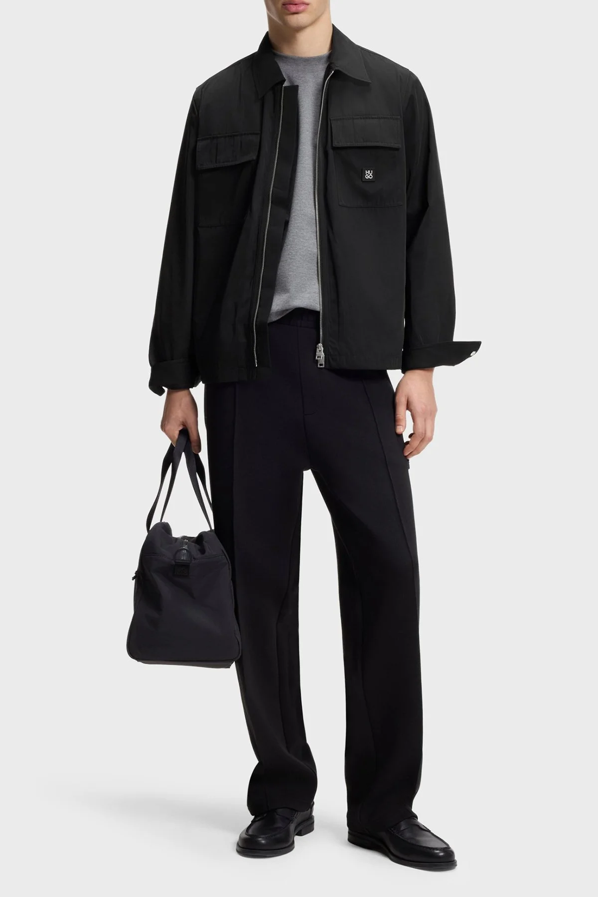 Hugo Logolu Oversize Fit Fermuarlı Erkek Gömlek 50564330 001 Siyah - 2