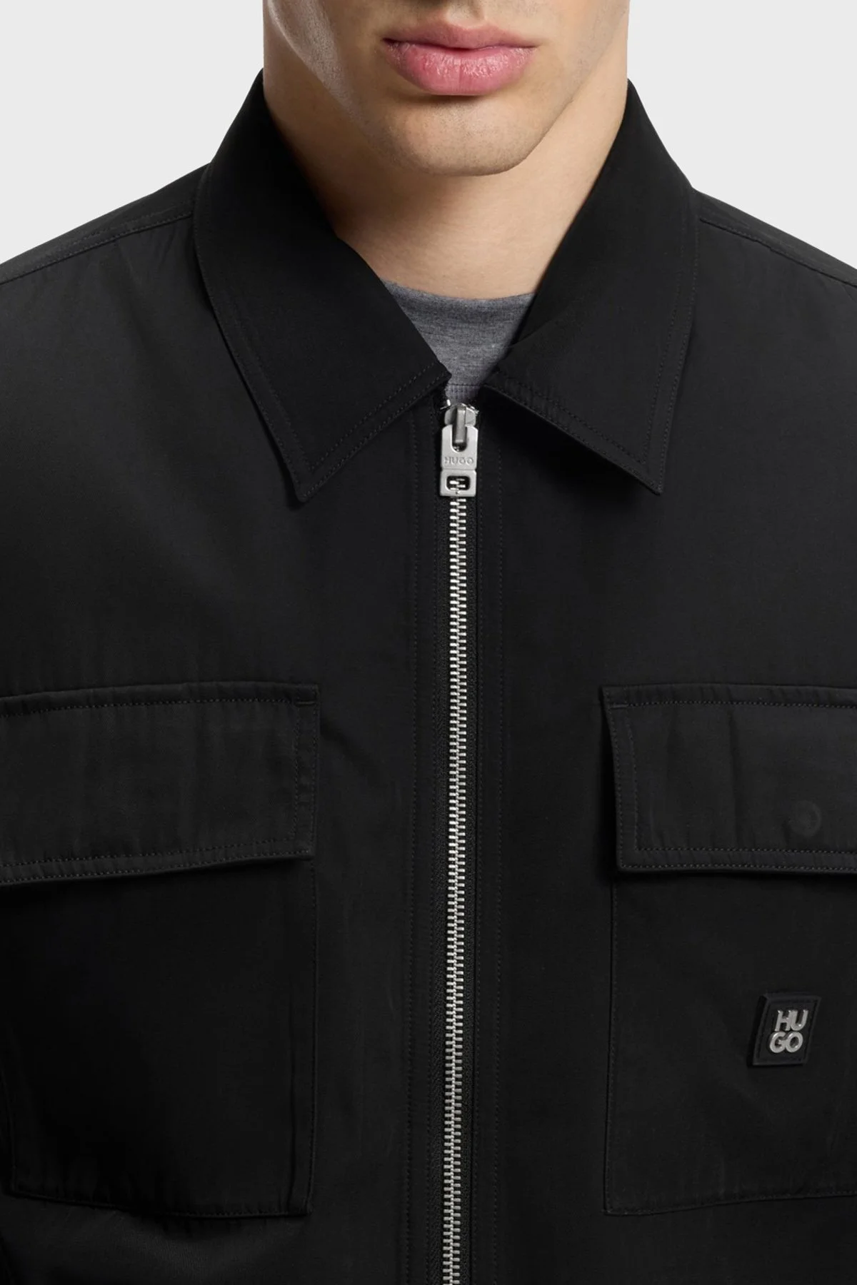 Hugo Logolu Oversize Fit Fermuarlı Erkek Gömlek 50564330 001 Siyah - 3