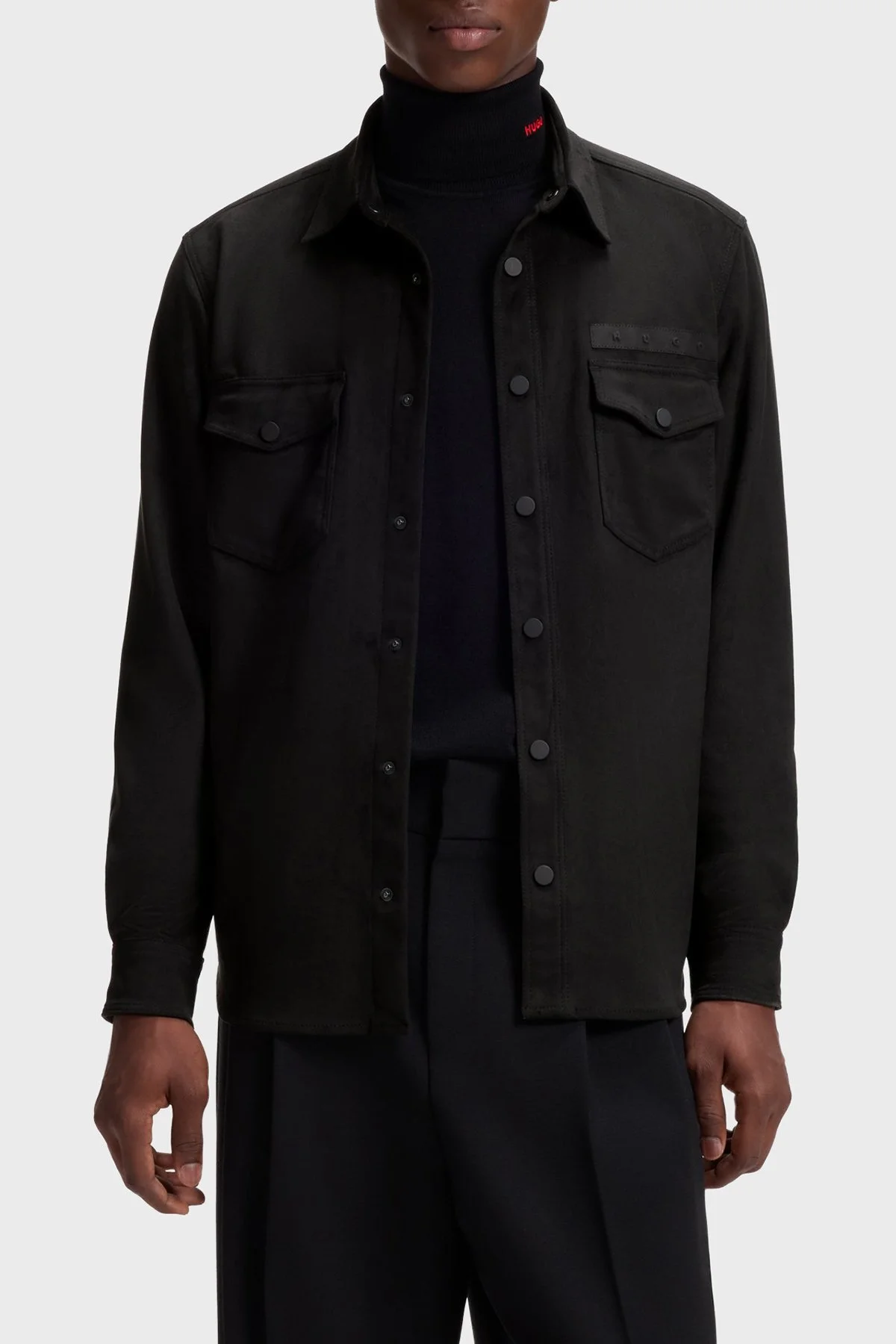 Hugo Logolu Oversize Klasik Yaka Erkek Gömlek 50566311 001 Siyah - 1