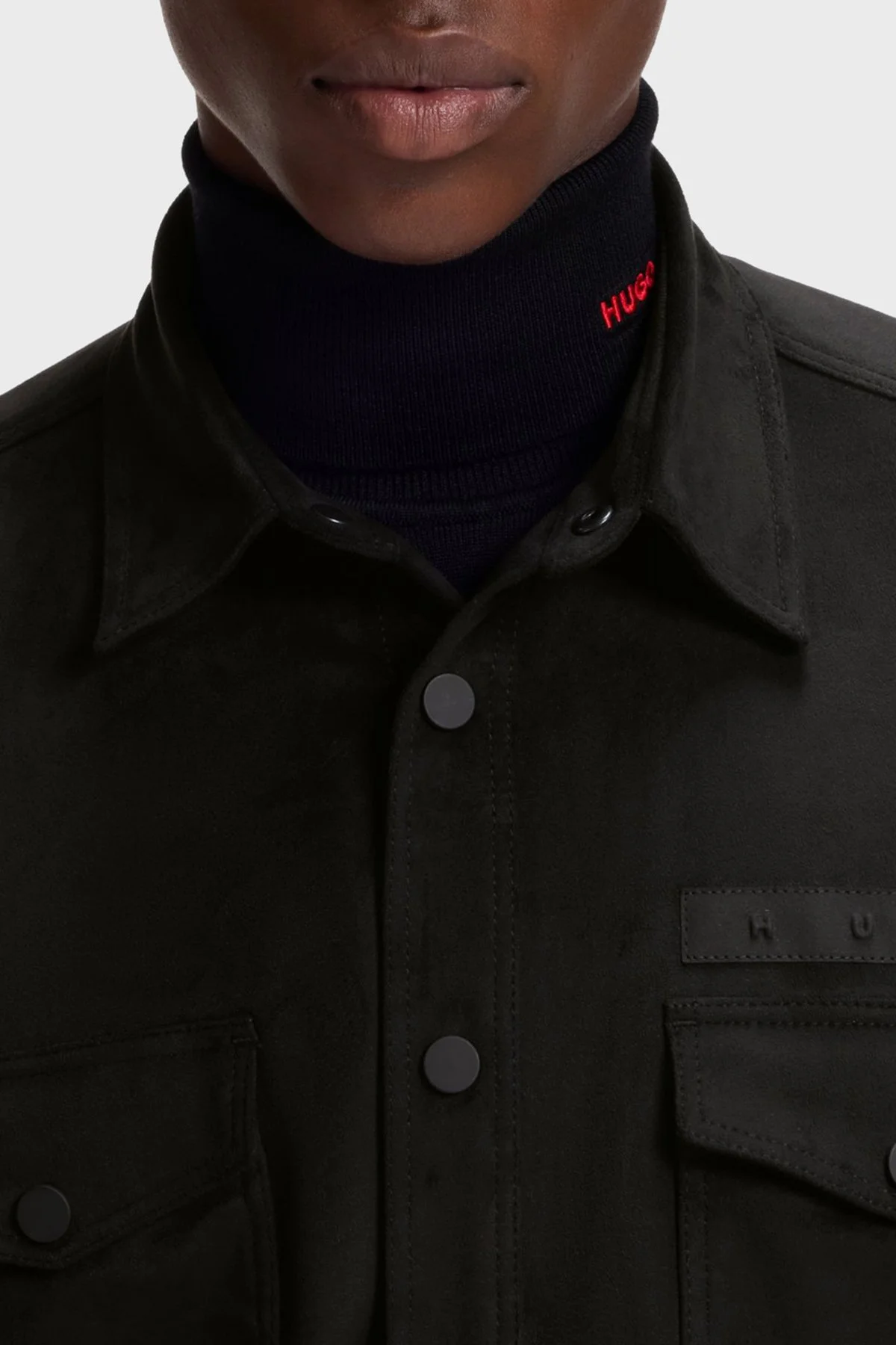 Hugo Logolu Oversize Klasik Yaka Erkek Gömlek 50566311 001 Siyah - 4