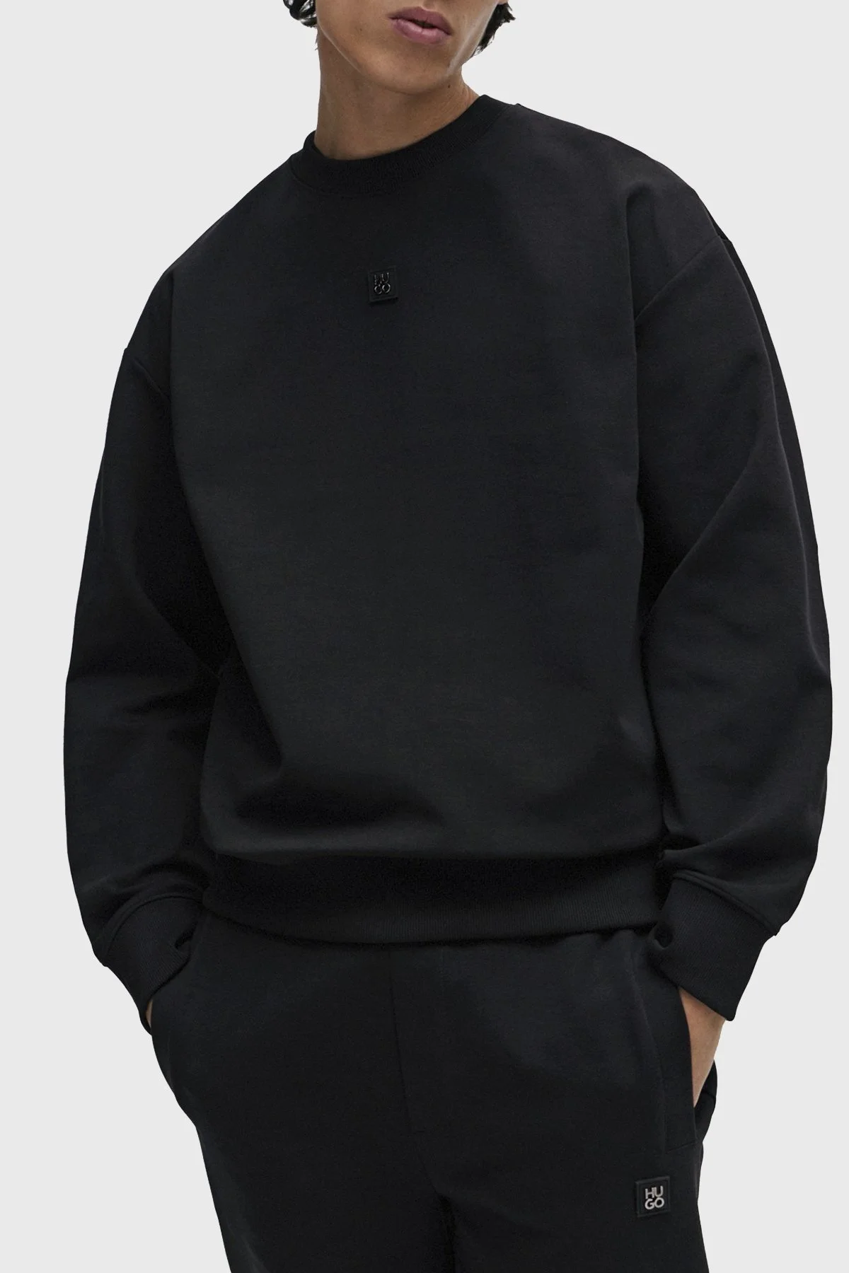 Hugo Logolu Pamuklu Bisiklet Yaka Relaxed Fit Erkek Sweat 50509270 001 SİYAH - 1