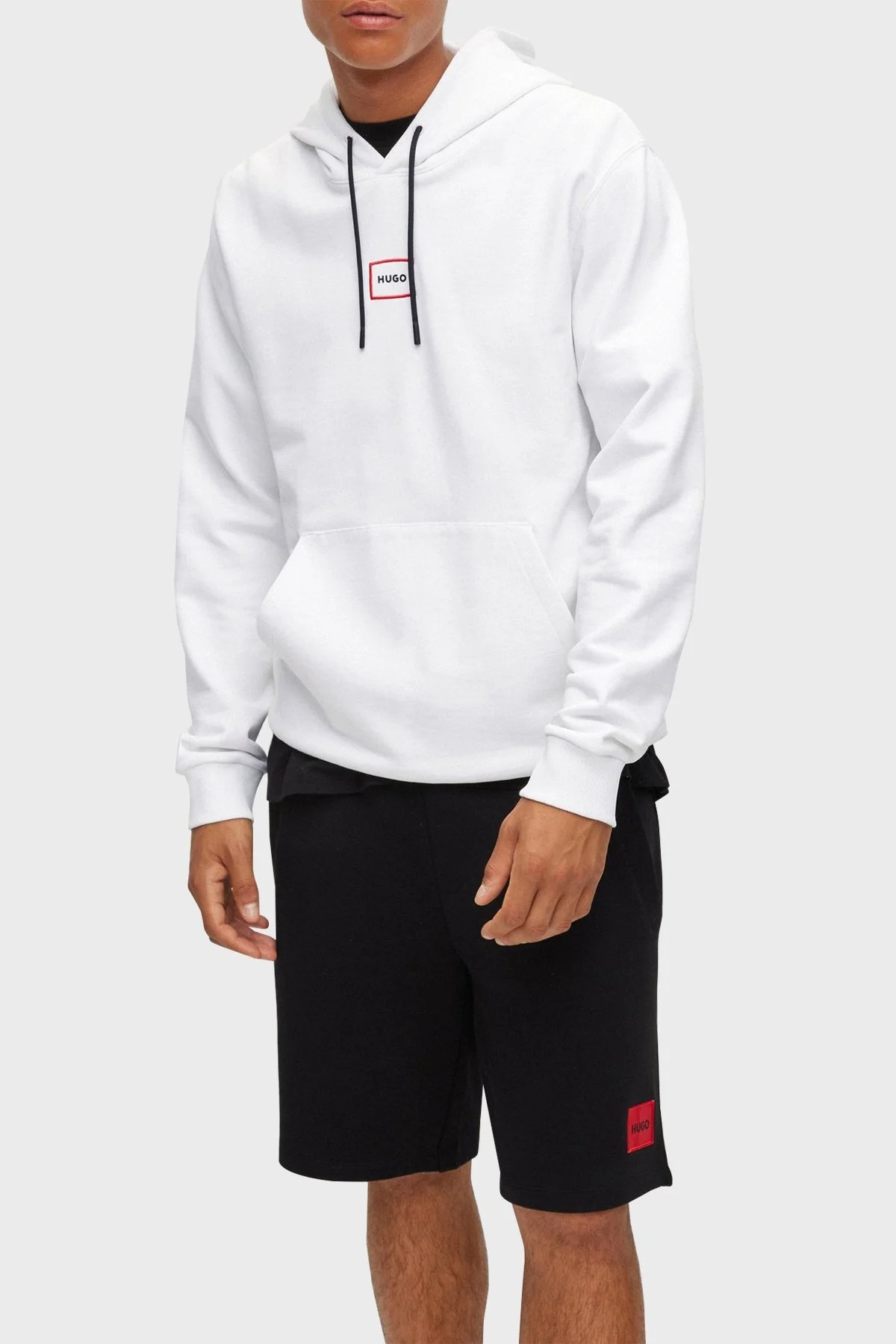 Hugo Logolu Pamuklu Kapüşonlu Kanguru Cepli Relaxed Fit Erkek Sweat 50481327 100 BEYAZ - 1