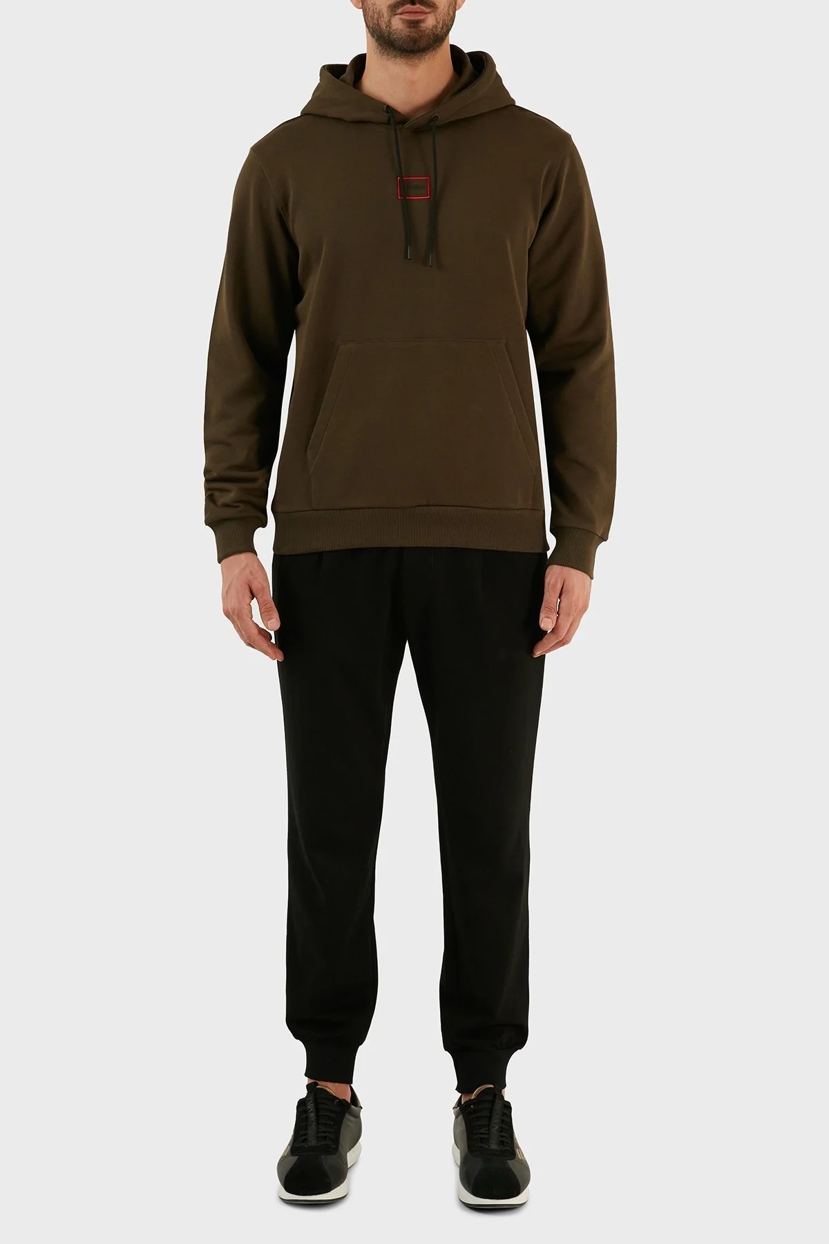 Hugo Logolu Pamuklu Kapüşonlu Kanguru Cepli Relaxed Fit Erkek Sweat 50481327 303 HAKİ - 4
