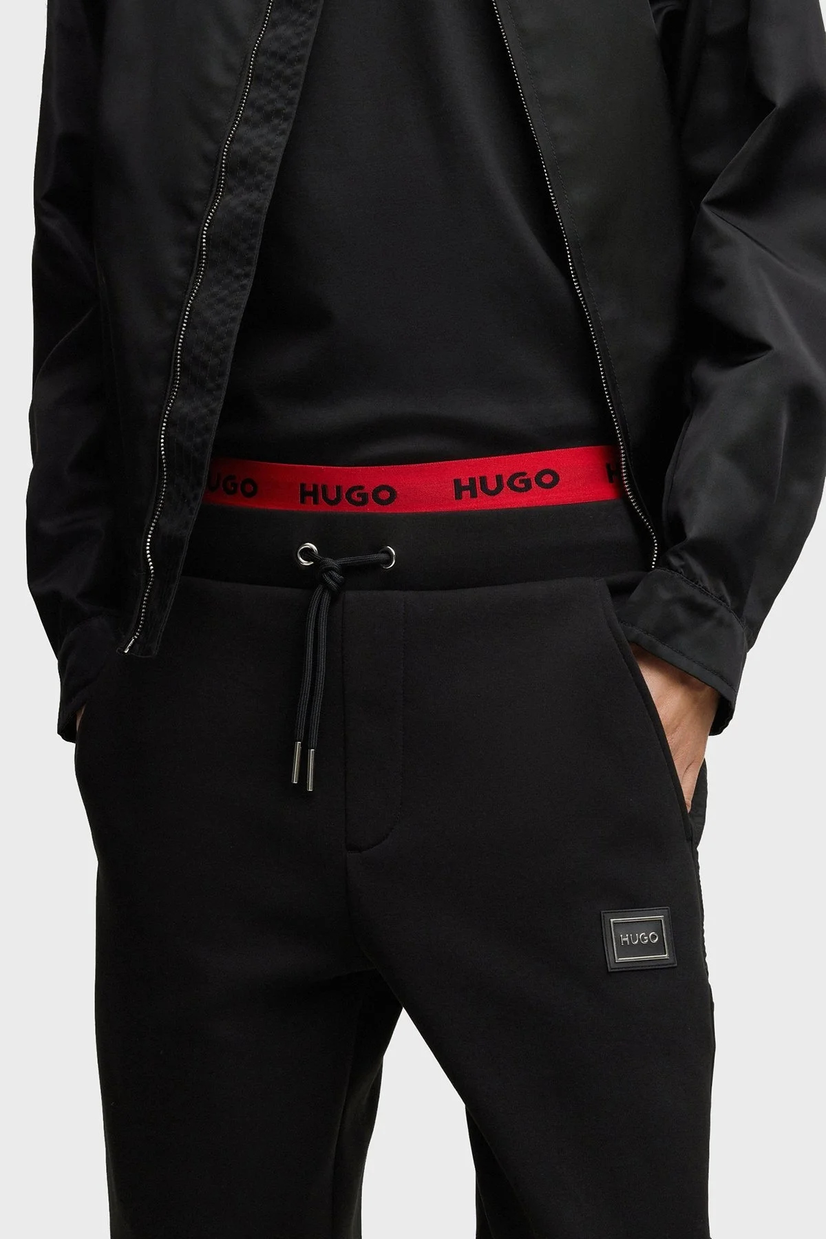 Hugo Logolu Pamuklu Regular Fit Belden Bağlamalı Cepli Spor Erkek Pantolon 50485256 001 SİYAH - 4