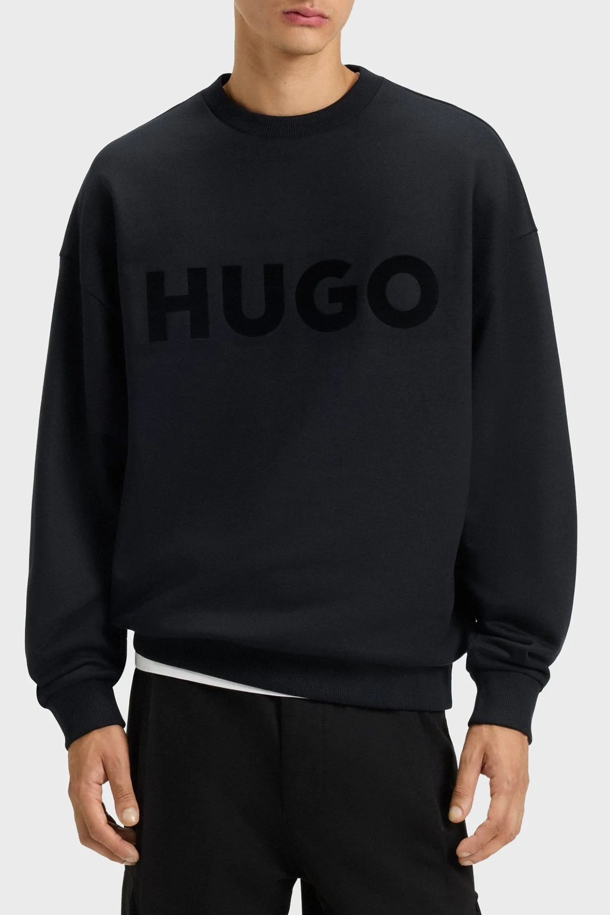 Hugo Logolu Pamuklu Regular Fit Bisiklet Yaka Erkek Sweat 50538778 001 SİYAH - 1