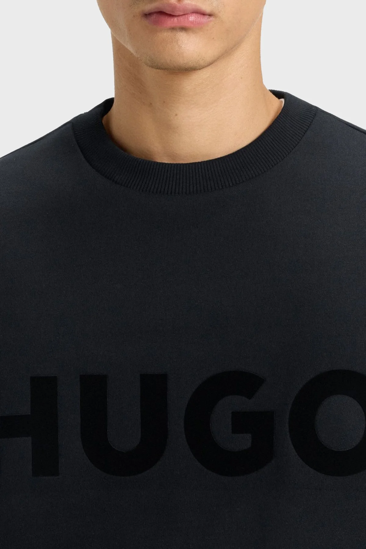 Hugo Logolu Pamuklu Regular Fit Bisiklet Yaka Erkek Sweat 50538778 001 SİYAH - 4