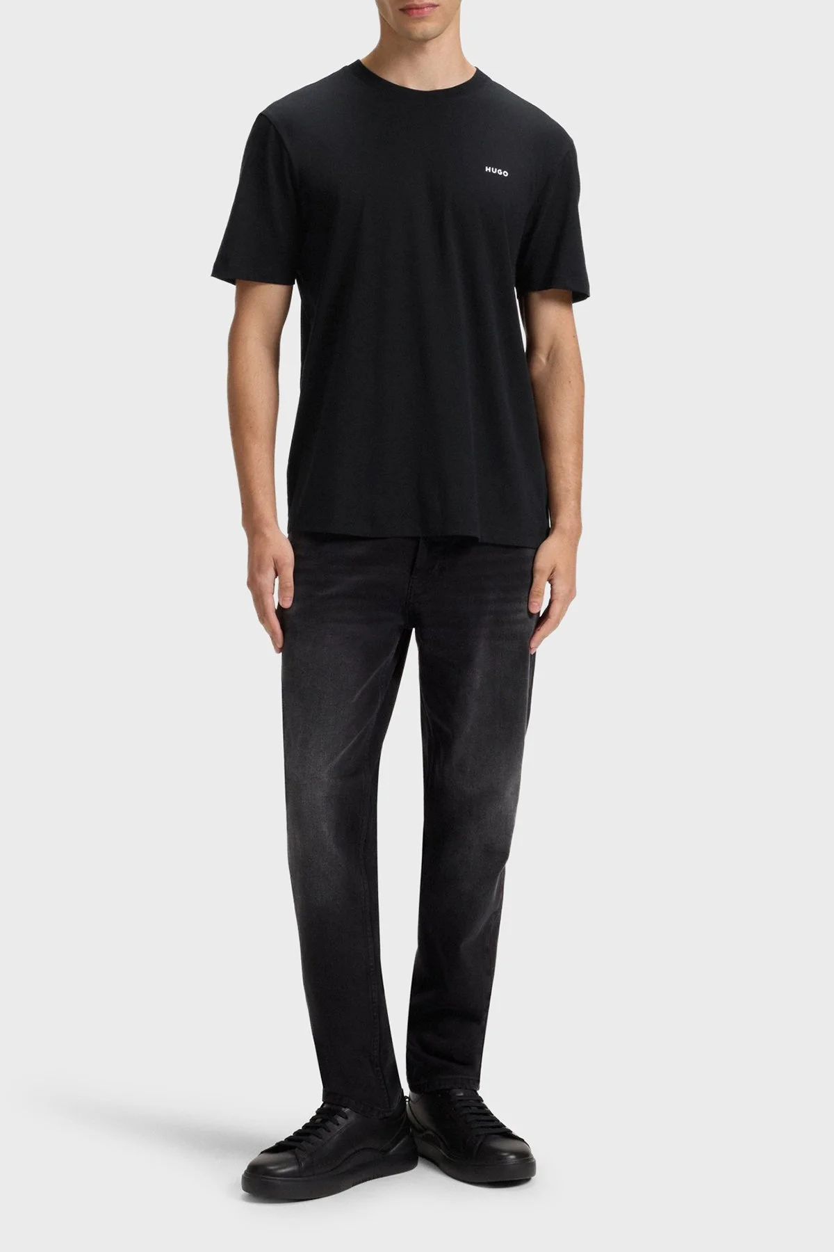 Hugo Logolu Pamuklu Regular Fit Bisiklet Yaka Erkek T Shirt 50466158 001 SİYAH - 2