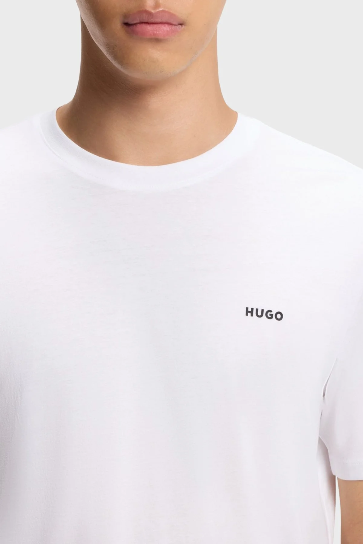 Hugo Logolu Pamuklu Regular Fit Bisiklet Yaka Erkek T Shirt 50466158 100 BEYAZ - 4