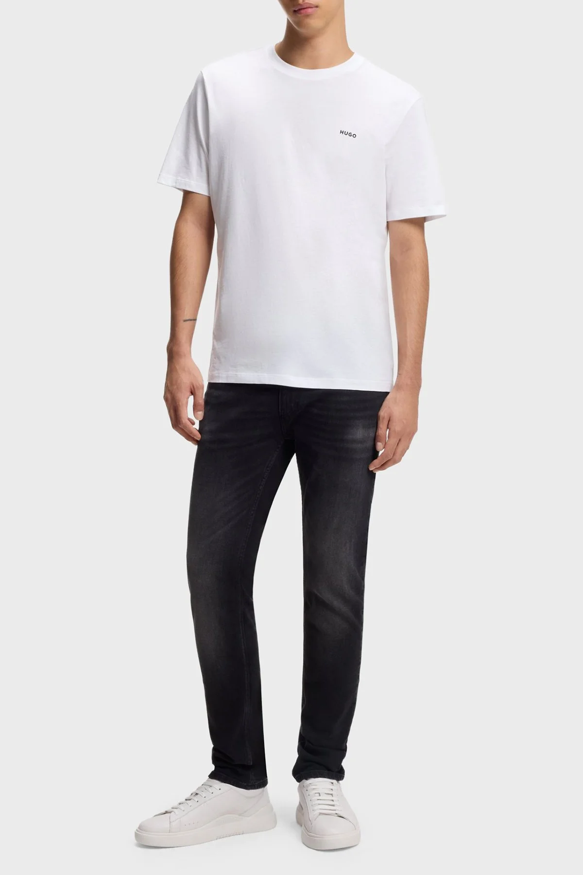 Hugo Logolu Pamuklu Regular Fit Bisiklet Yaka Erkek T Shirt 50466158 100 BEYAZ - 2